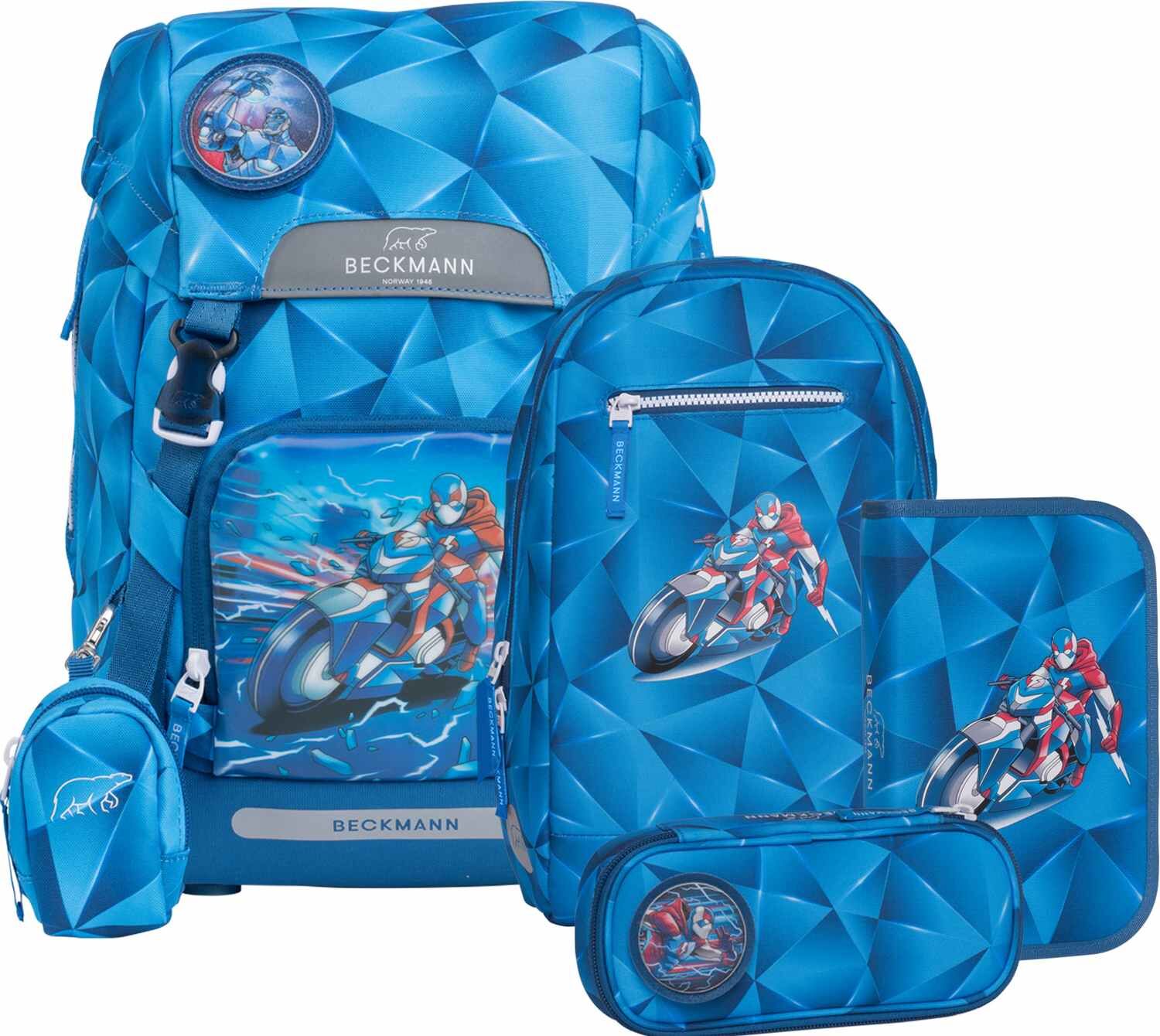 Beckmann Schulranzenset Classic 22 - 6-tlg. Set Blue Lightning