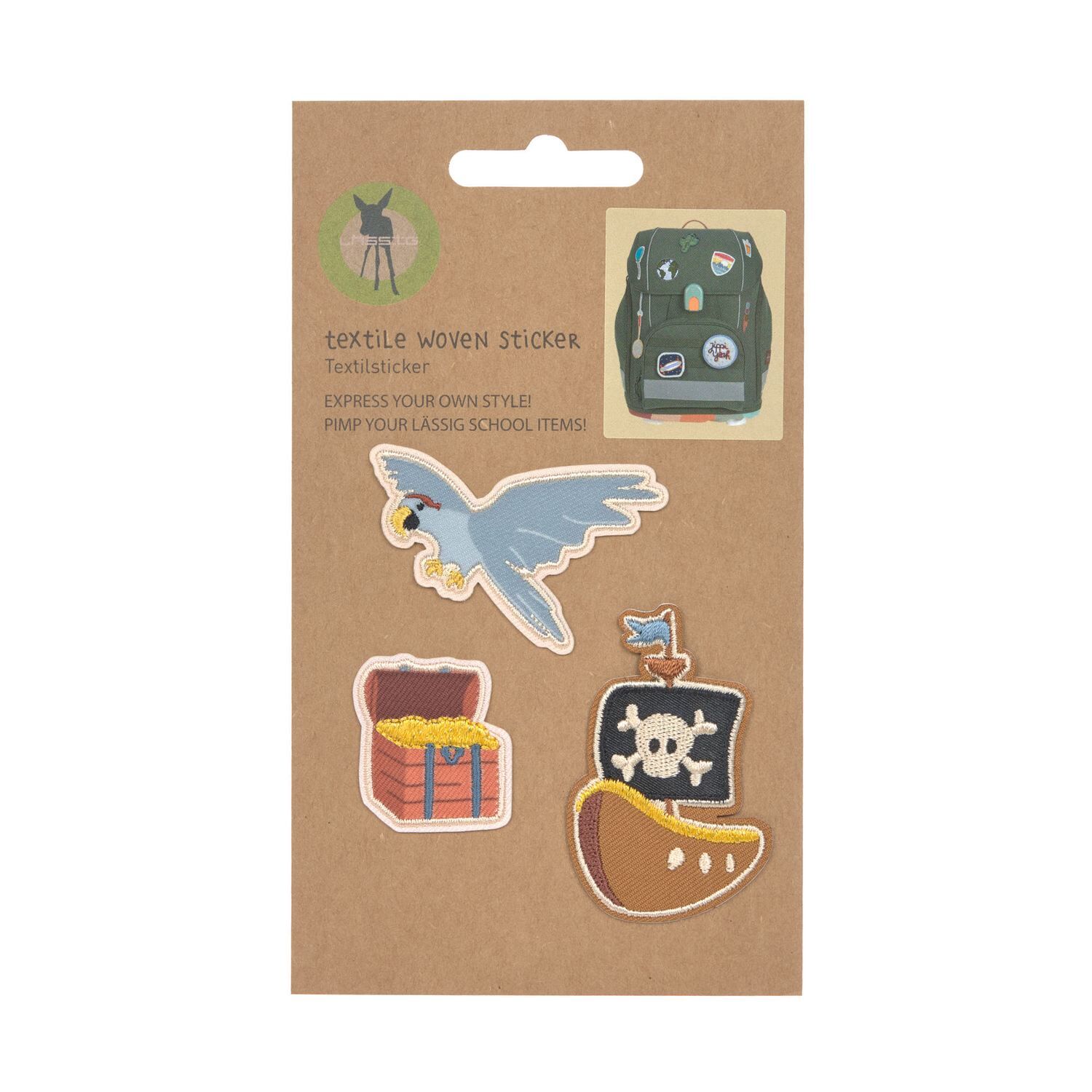 Lässig Textil-Sticker (3 Stk) - Stick on, Pirat