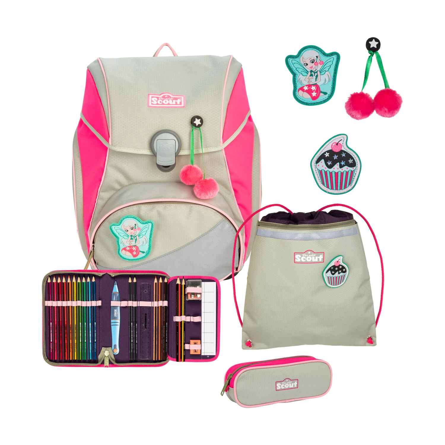 Scout Alpha DIN Pink Cherry Schulranzen-Set 4-teilig