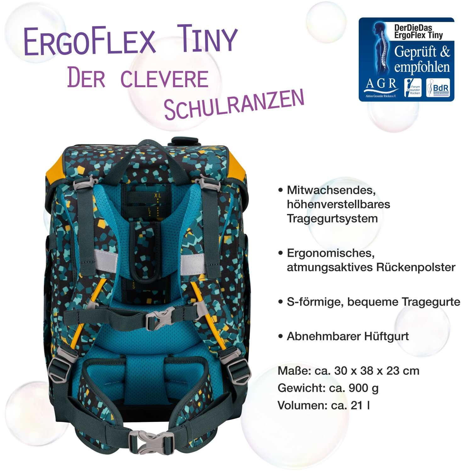 DerDieDas ErgoFlex Tiny Schulranzenset 5 teilig Dino Time