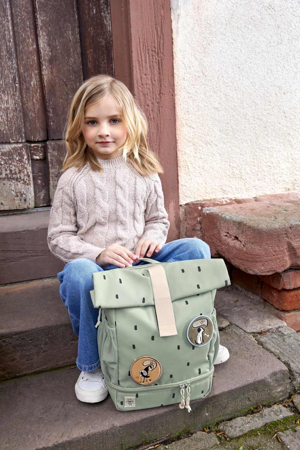 Lässig Kinderrucksack - Mini Rolltop Backpack Happy Prints light olive