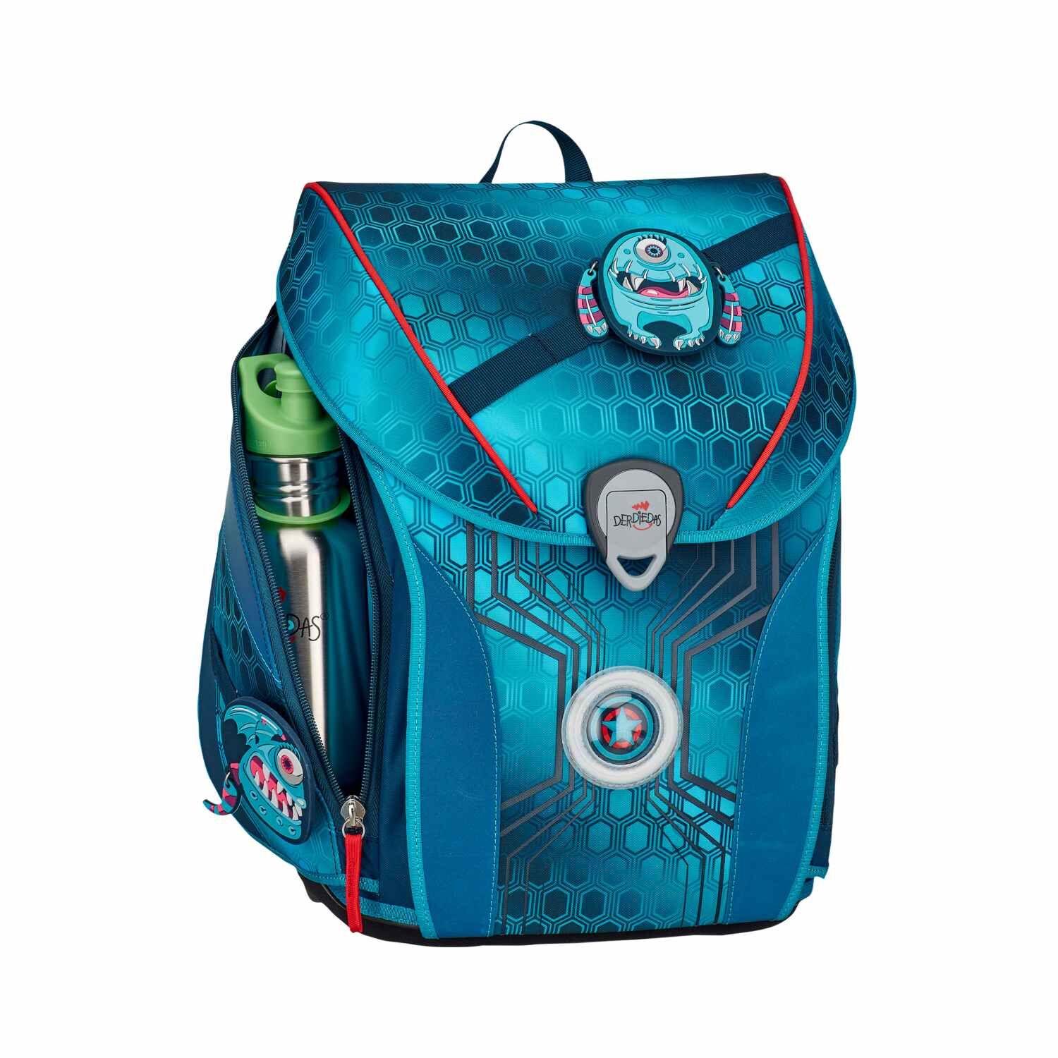 DerDieDas Ergoflex MAX Schulranzen-Set Exklusiv LED HAPPY MONSTER