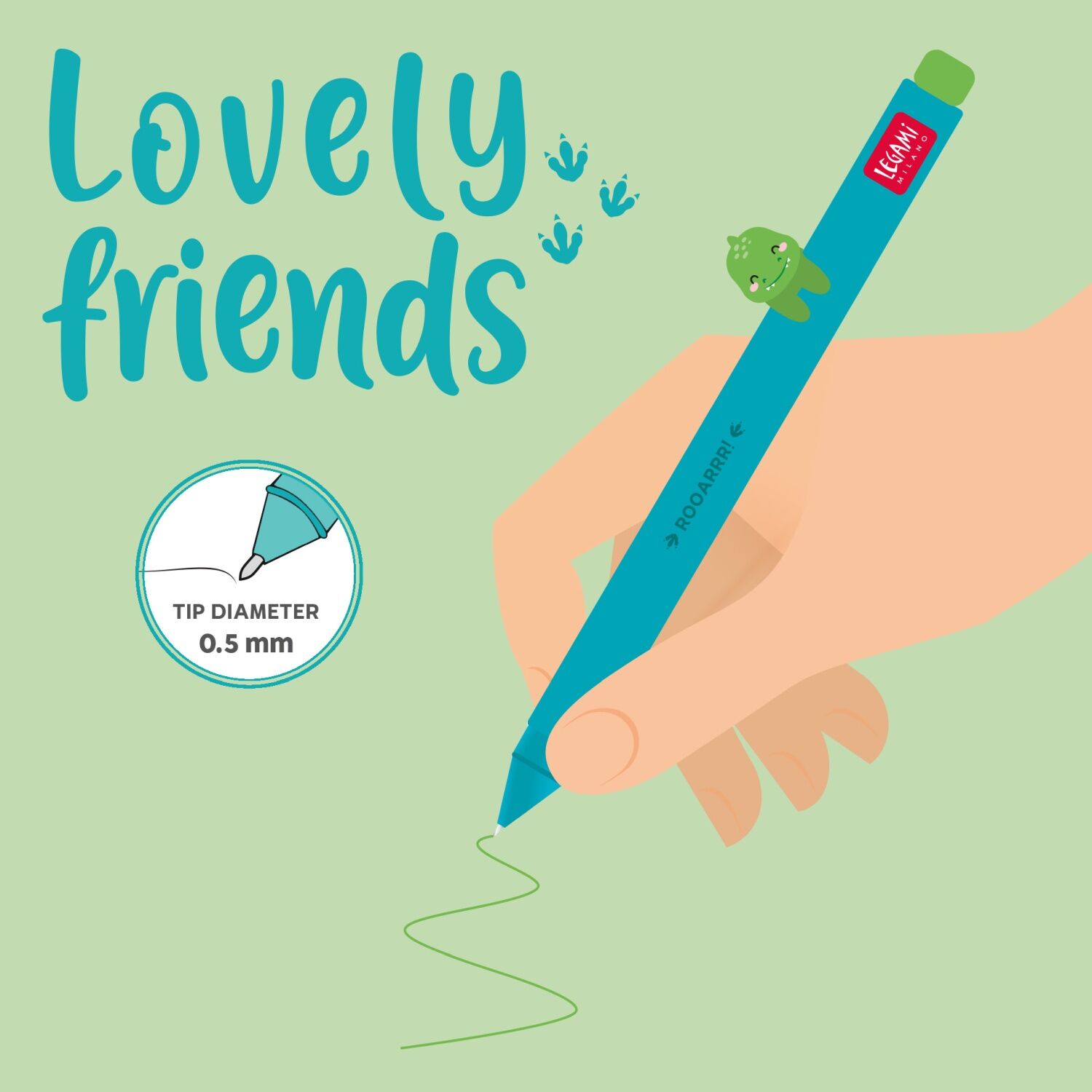 Legami Gelstift mit Tierdeko - LOVELY FRIENDS - DINO