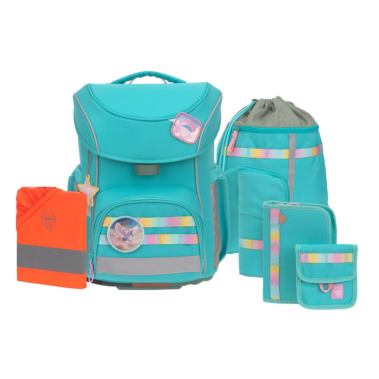 Lässig Schulranzen Set 7-teilig, Slim Unique turquoise
