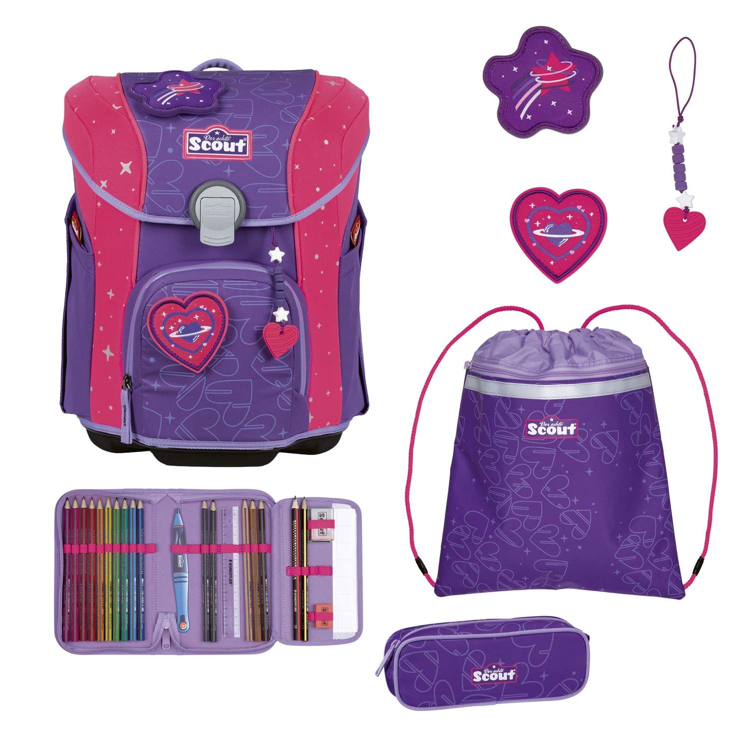 Scout Micro Schulranzen-Set 4 Superflash Extreme Heartbeat