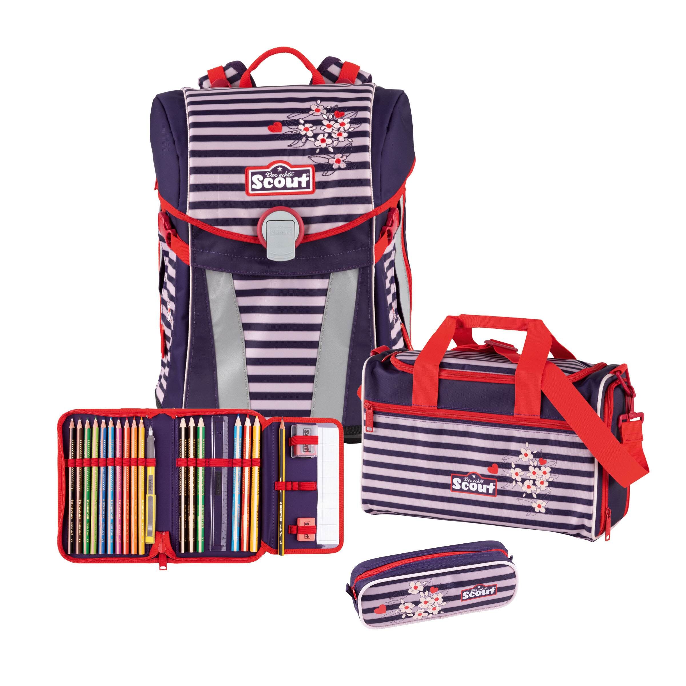 Scout Sunny Schulranzen-Set 4tlg Happy Stripes