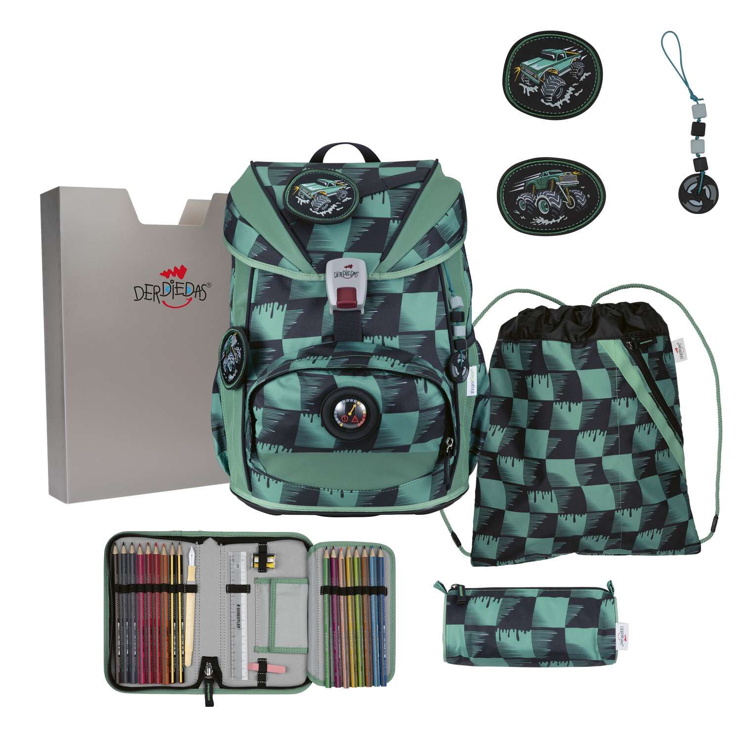DerDieDas ErgoFlex Light Superflash Super Truck Schulranzenset 5-teilig