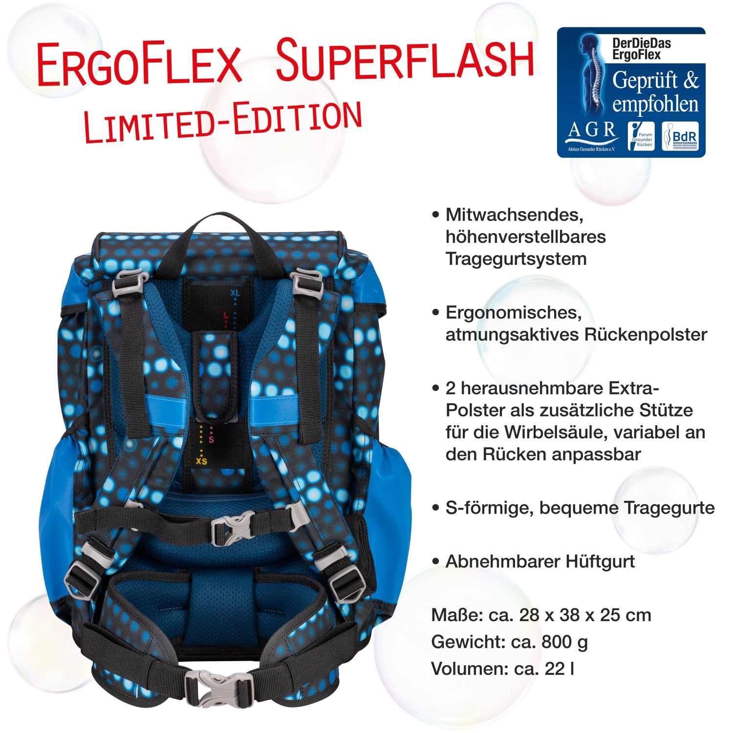 DerDieDas ErgoFlex Superflash Schulranzenset 5 teilig Blue Robot