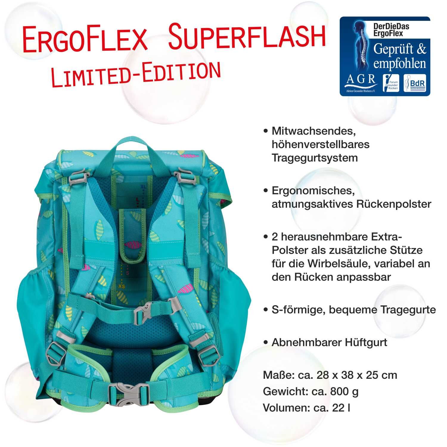 DerDieDas ErgoFlex Superflash Schulranzenset 5 teilig Paradise