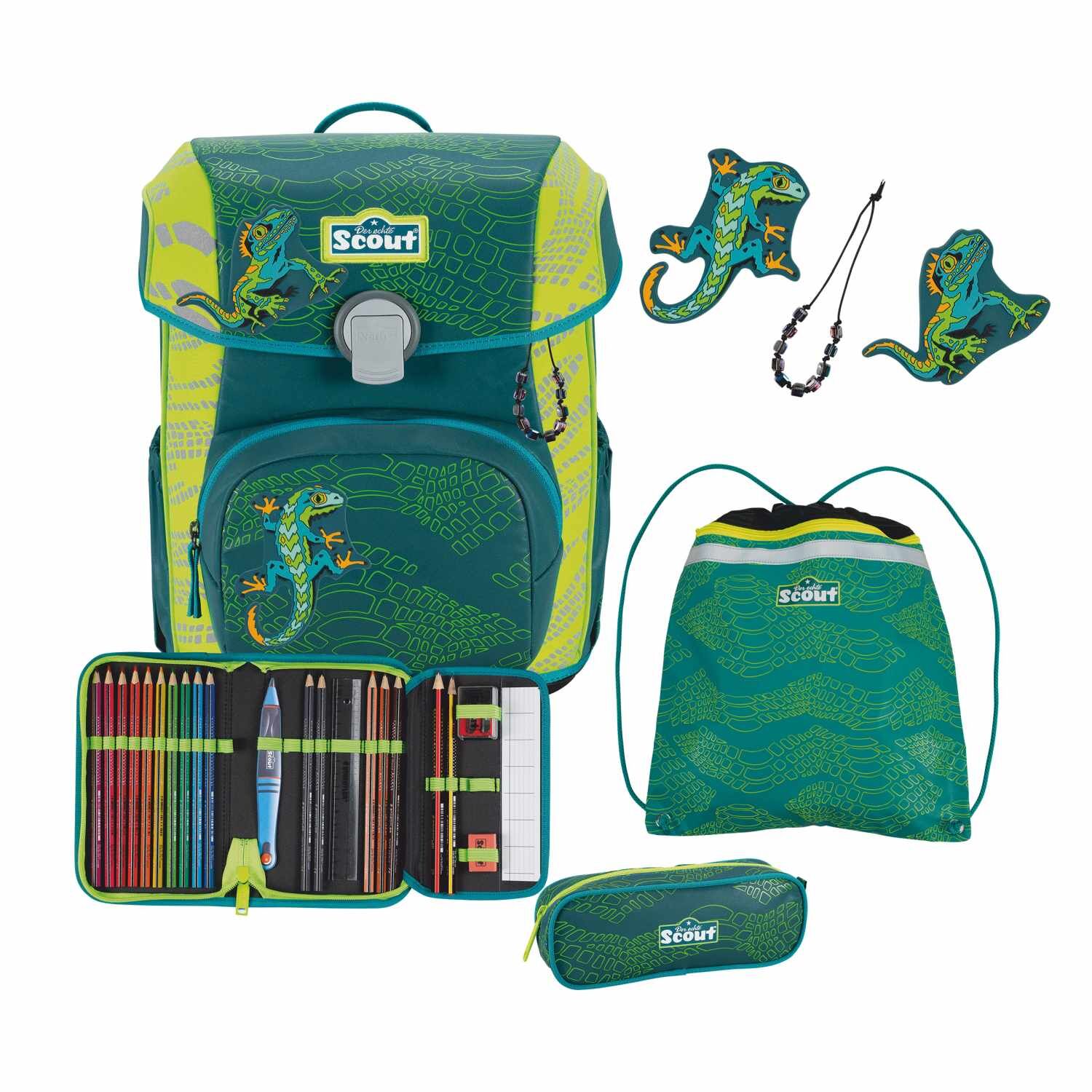 Scout Neo Schulranzen-Set 4 teilig Exklusiv Superflash Extreme Lizard