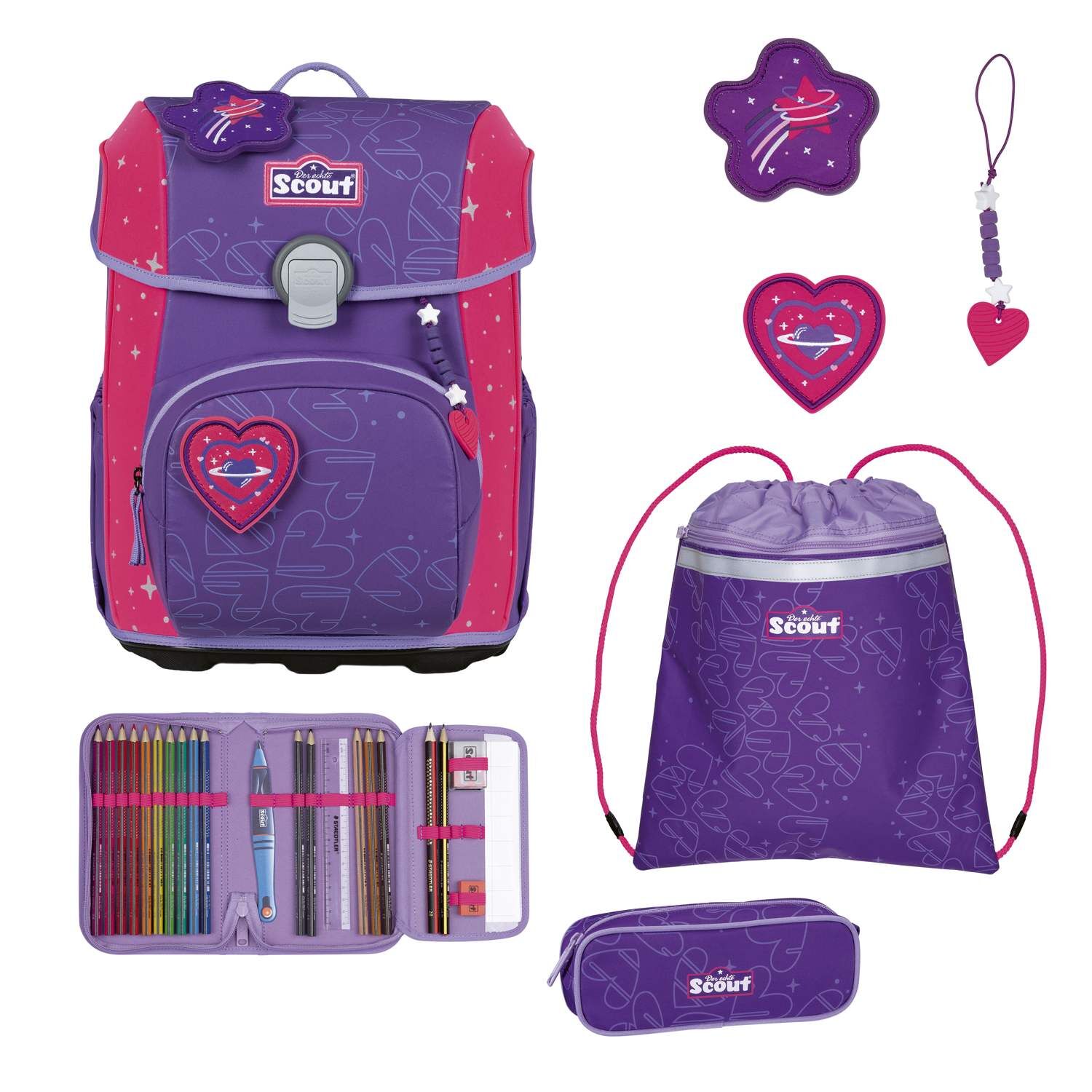 Scout Neo Schulranzen-Set 4 teilig Superflash Extreme Heartbeat