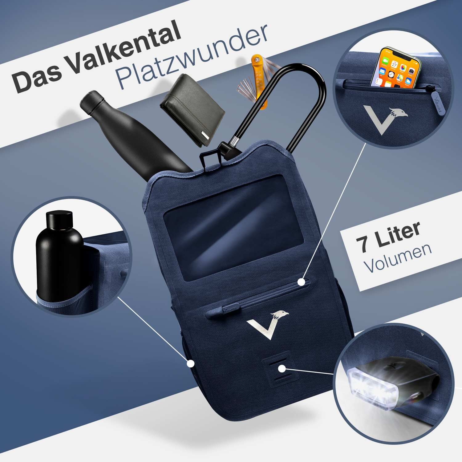Valkental Front Pack Fahrradtasche - Dunkeblau