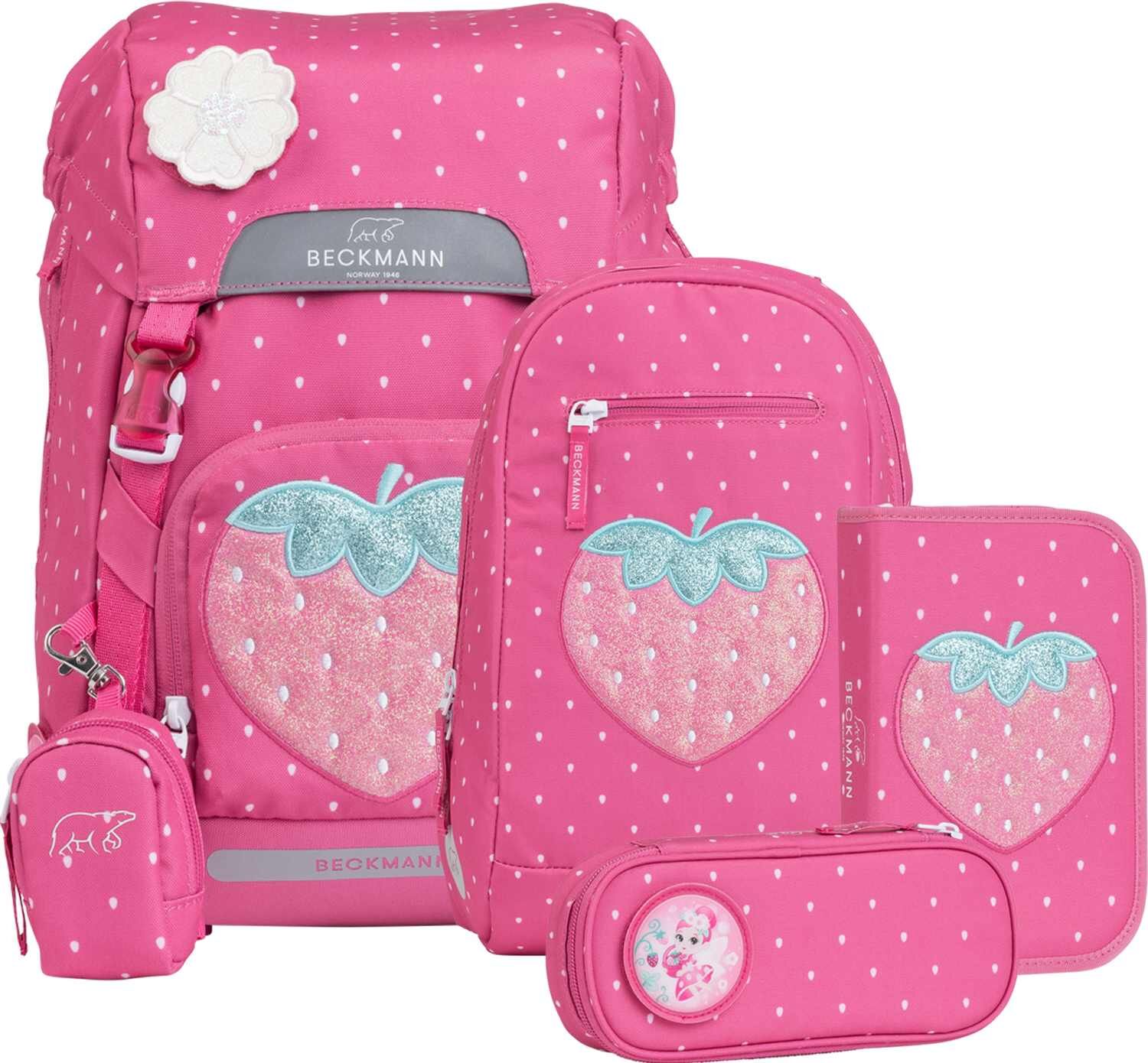 Beckmann Schulranzenset Classic 22 - 6-tlg. Set Strawberry