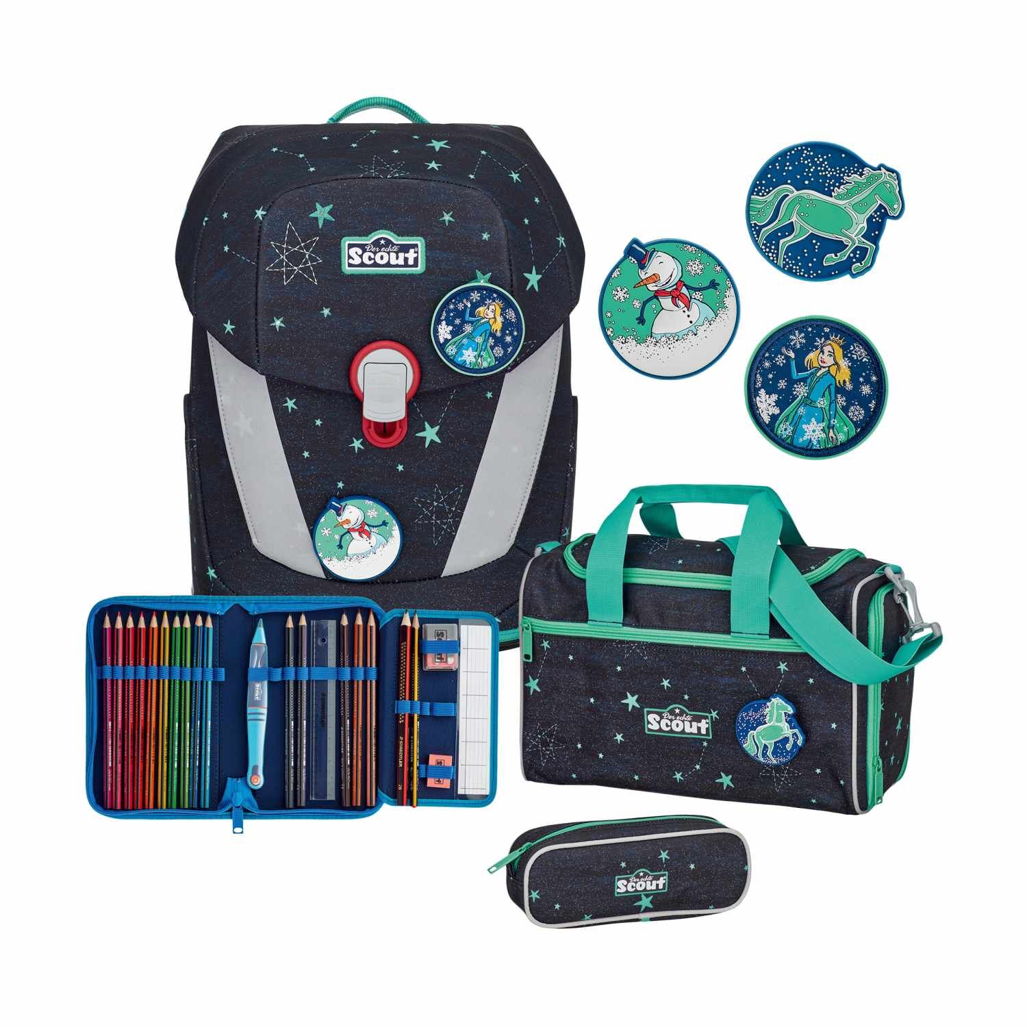 Scout Sunny II Schulranzen-Set 4tlg LED STERNENHIMMEL