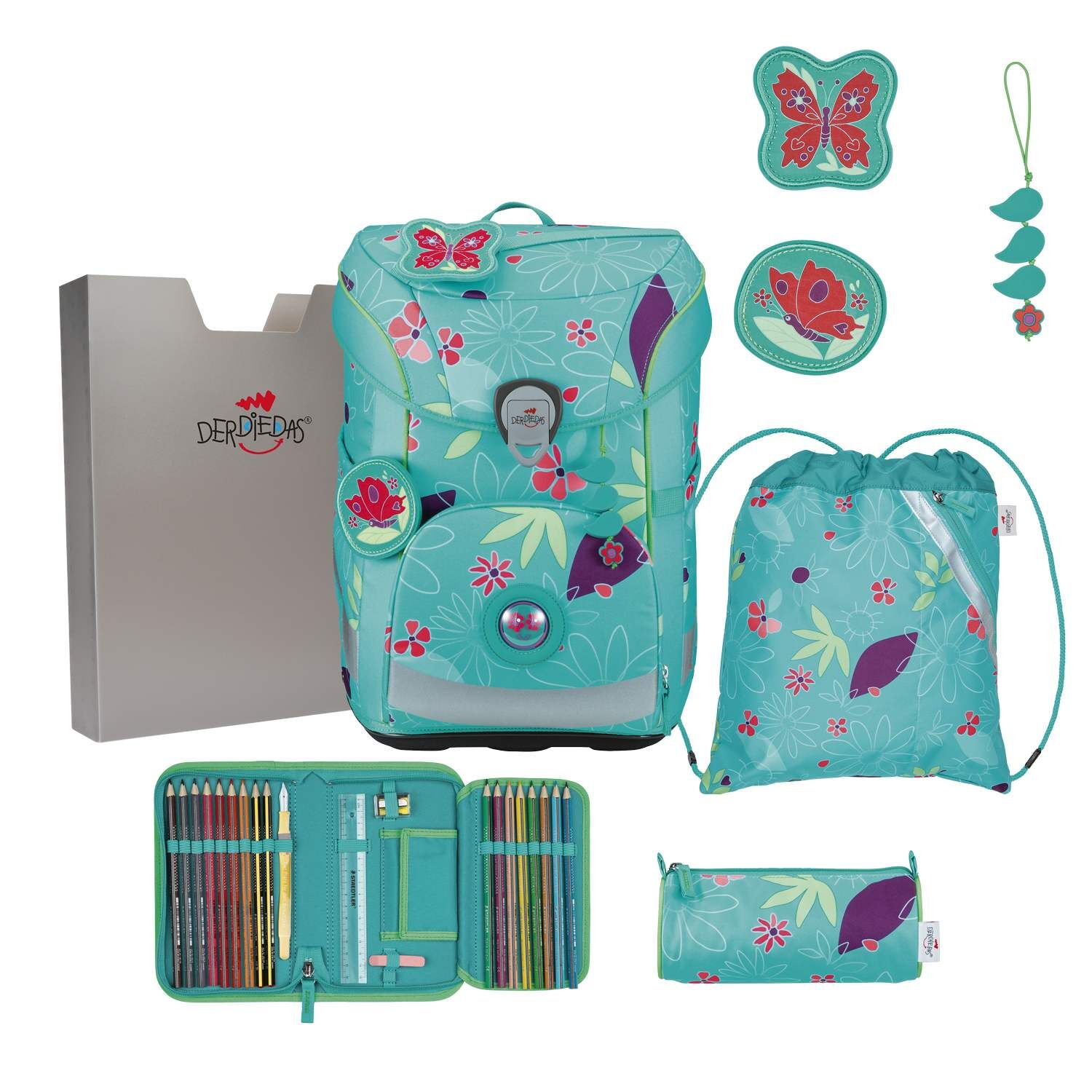 DerDieDas ErgoFlex Easy Butterfly Garden Schulranzenset 5-teilig