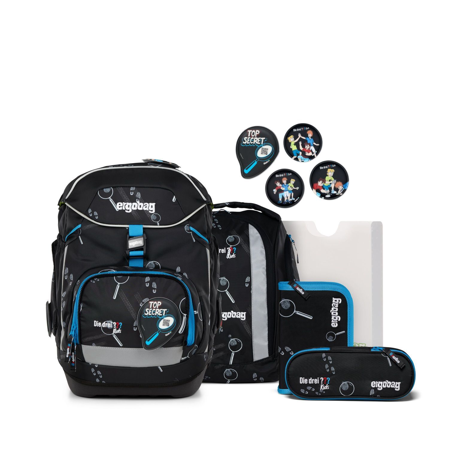ergobag pack Schulrucksack-Set Drei Fragezeichen Kids Bärdektiv