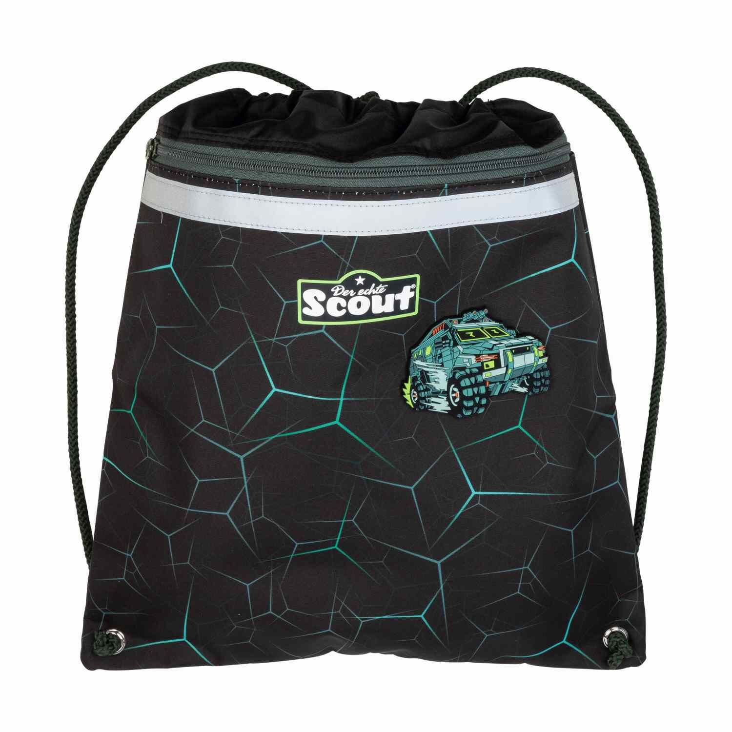 Scout Sunny II Exklusiv DIN LED Dino Hunter Schulranzen-Set 4-teilig