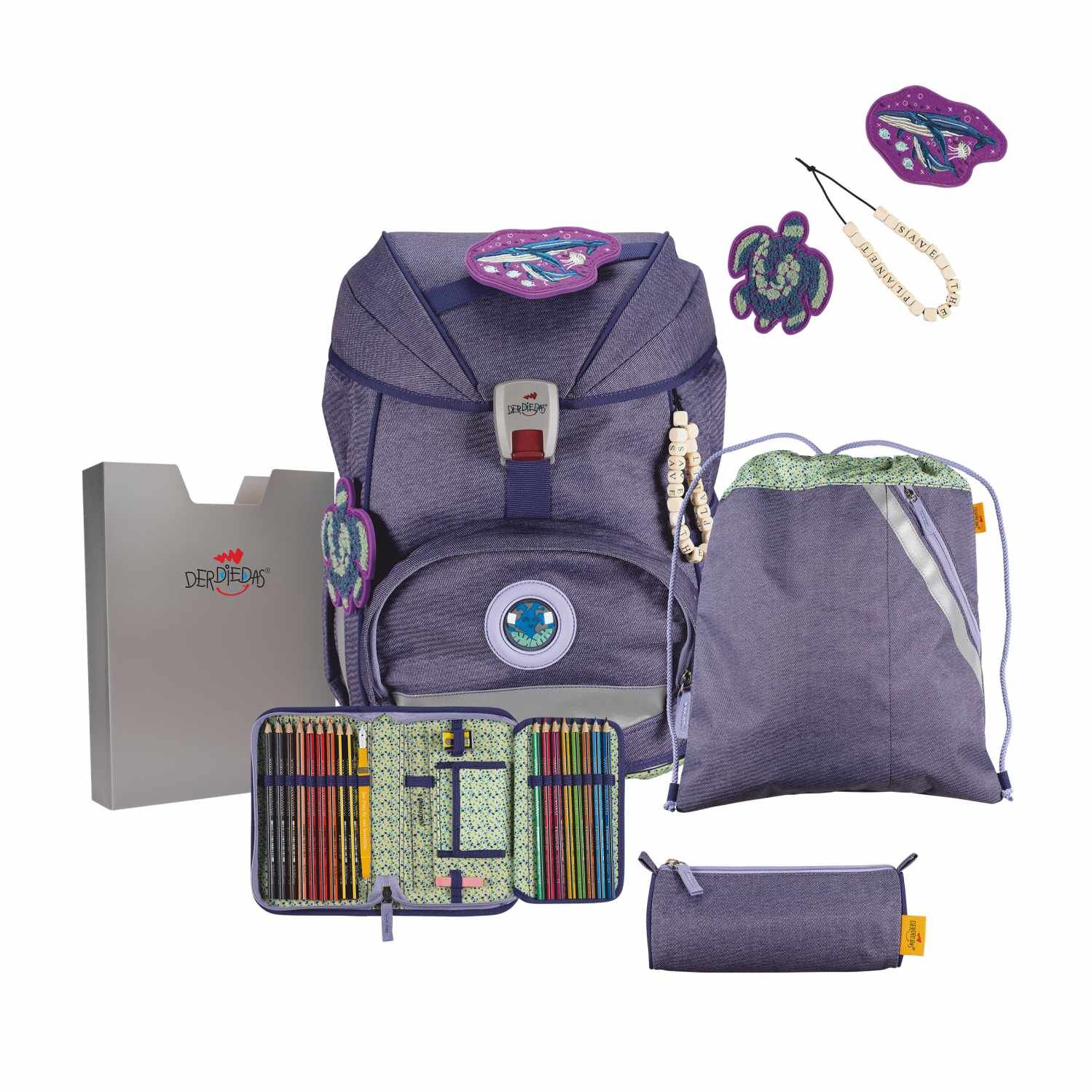 DerDieDas ErgoFlex Light Exklusiv ECO My Planet Schulranzenset-5 teilig