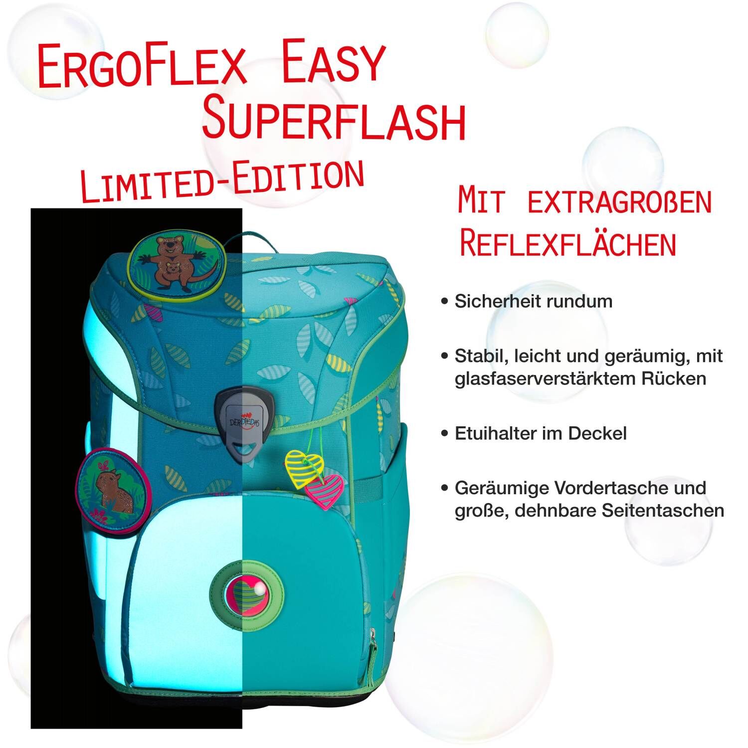 DerDieDas ErgoFlex Easy Superflash Schulranzenset 5 teilig Paradise