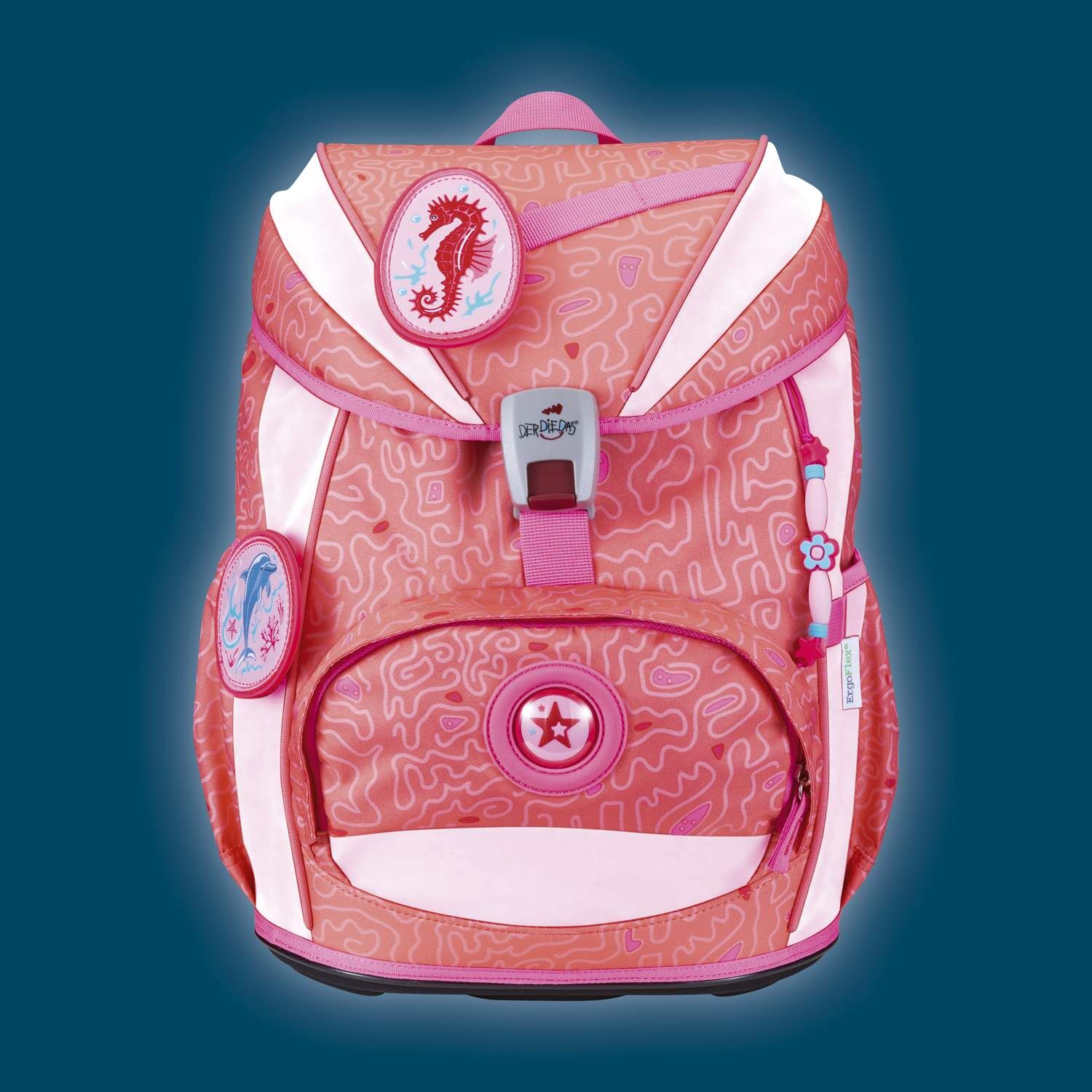 DerDieDas ErgoFlex Light Superflash Coral Reef Schulranzenset 5-teilig