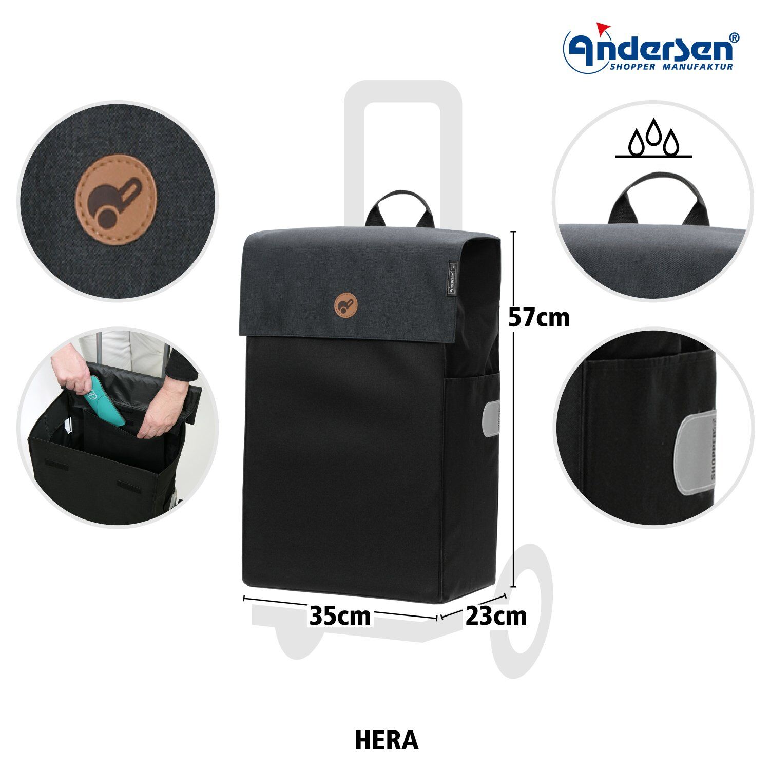 Andersen Einkaufstrolley Tasche Hera schwarz