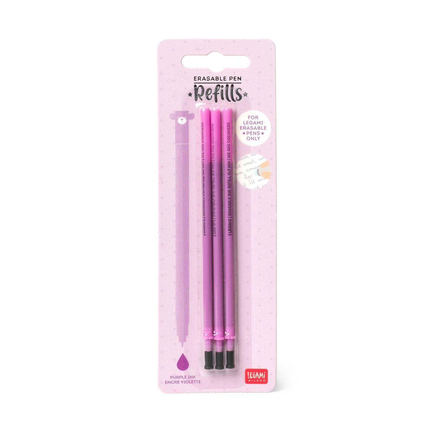 Legami Ersatzmine 3x für löschbaren Gelstift - PURPLE