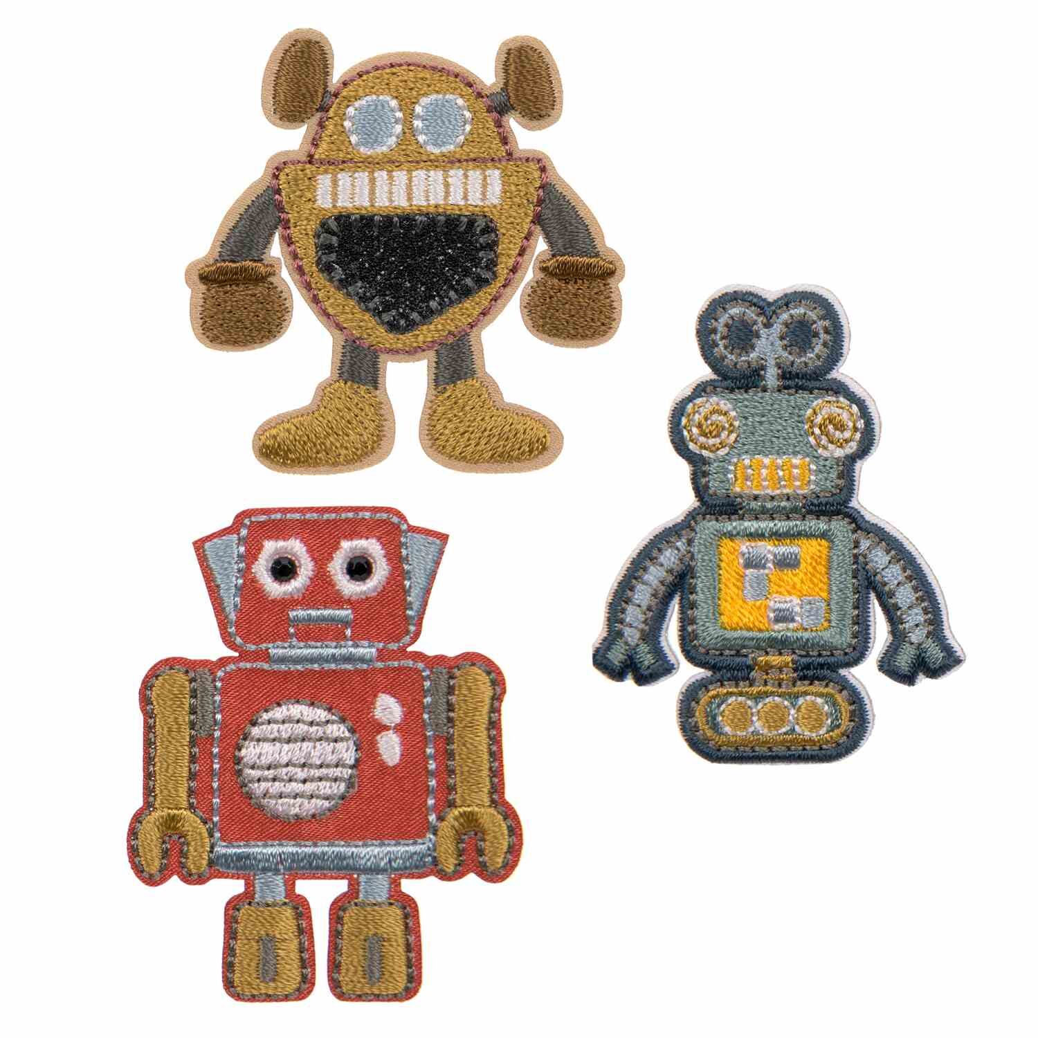 Lässig Textil-Sticker (3 Stk) - Schul Set Unique, Stick on Robots