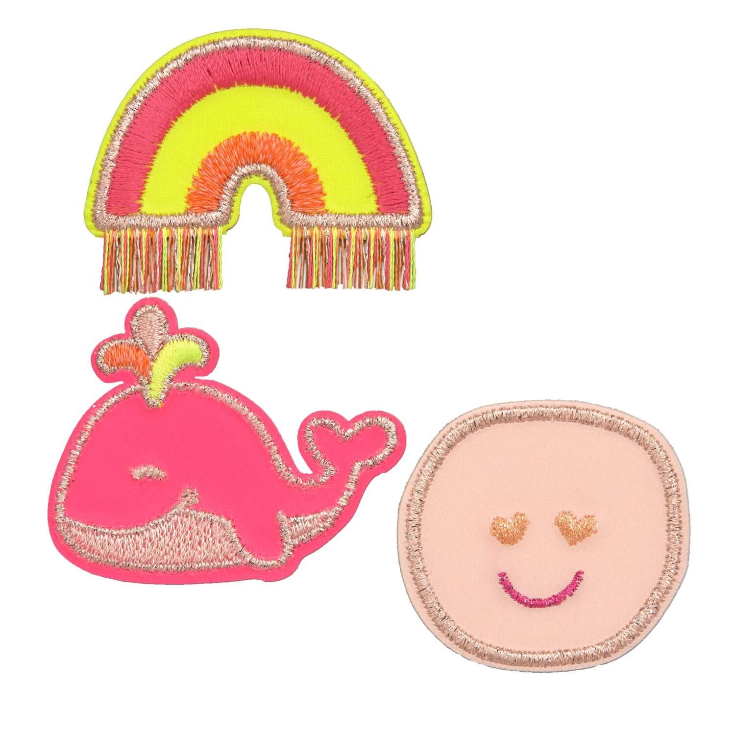 Lässig Textil-Sticker (3 Stk), Wal pink