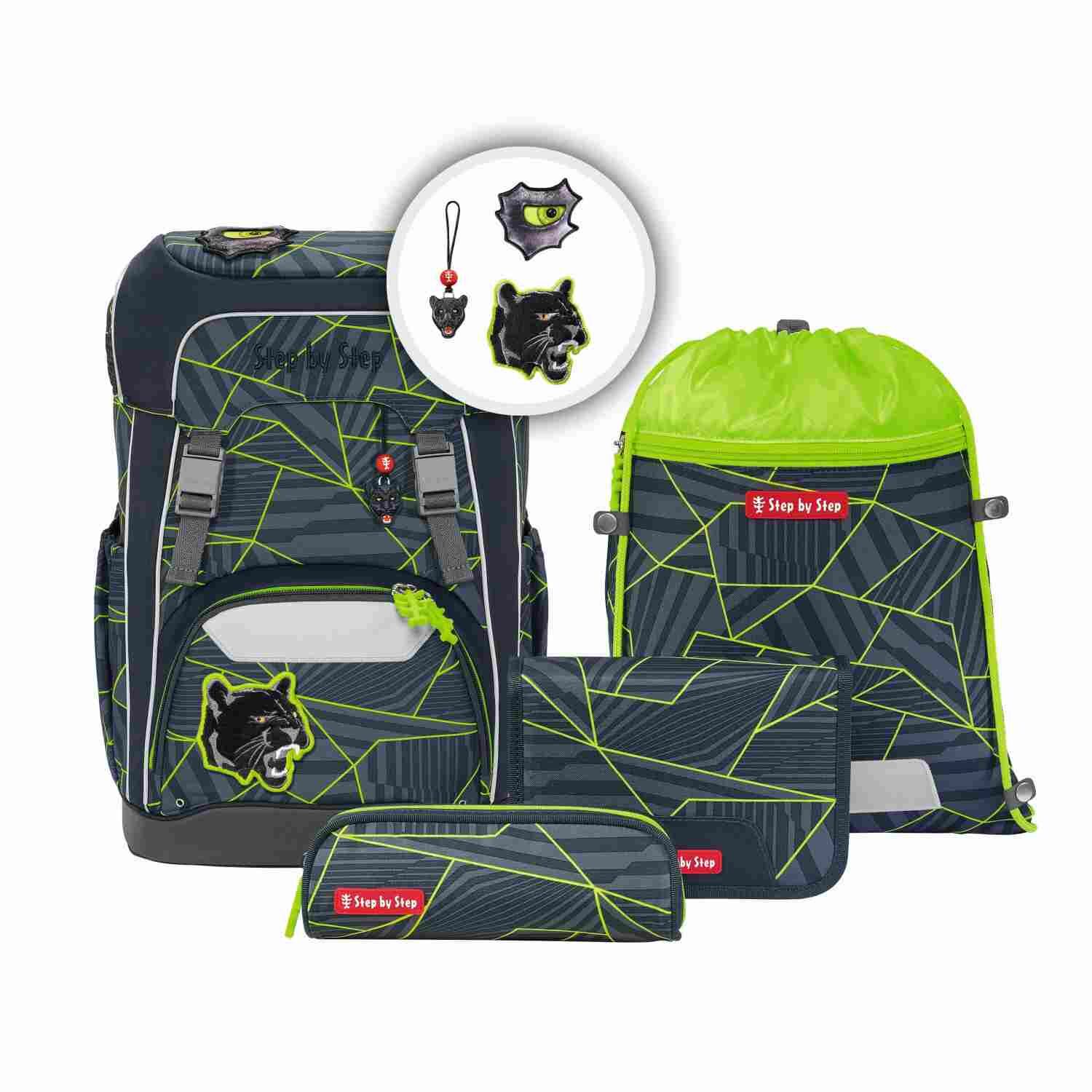 Step by Step GIANT Schulrucksack-Set "Dark Cat Chiko", 5-teilig