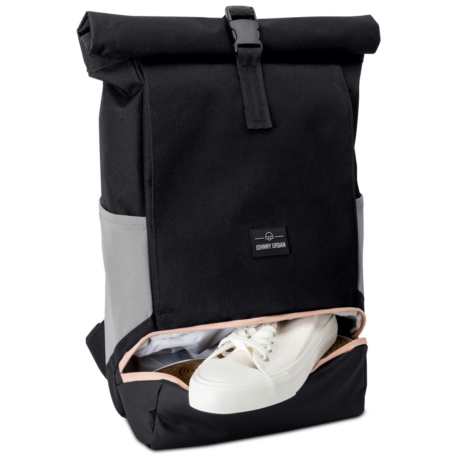 Johnny Urban Rolltop Rucksack Allen Medium Black-Rose