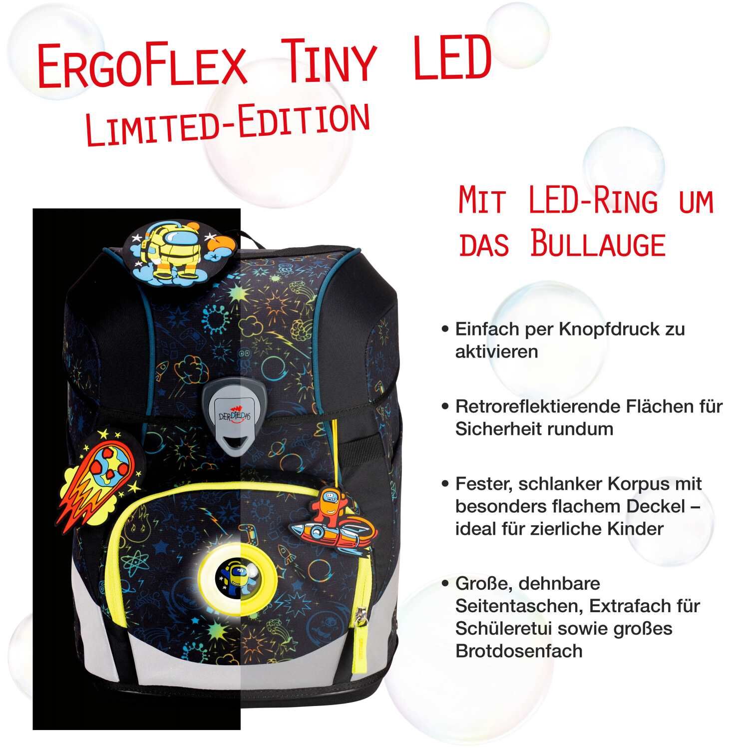 DerDieDas ErgoFlex Tiny LED Schulranzenset 5 teilig Crazy