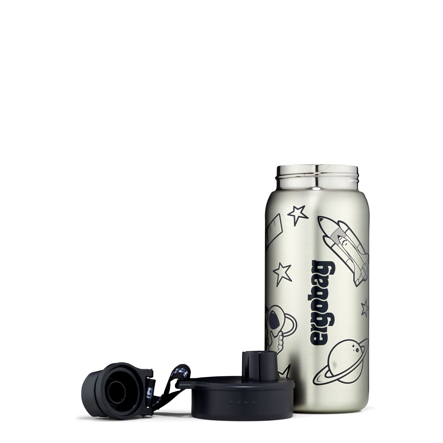 ergobag Edelstahl Trinkflasche Schwarz