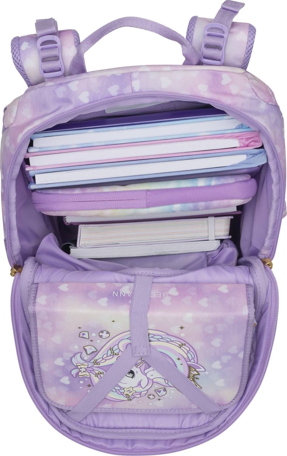 Beckmann Schulranzenset Active Air FLX - 6-Tlg. Set Unicorn Princess Purple