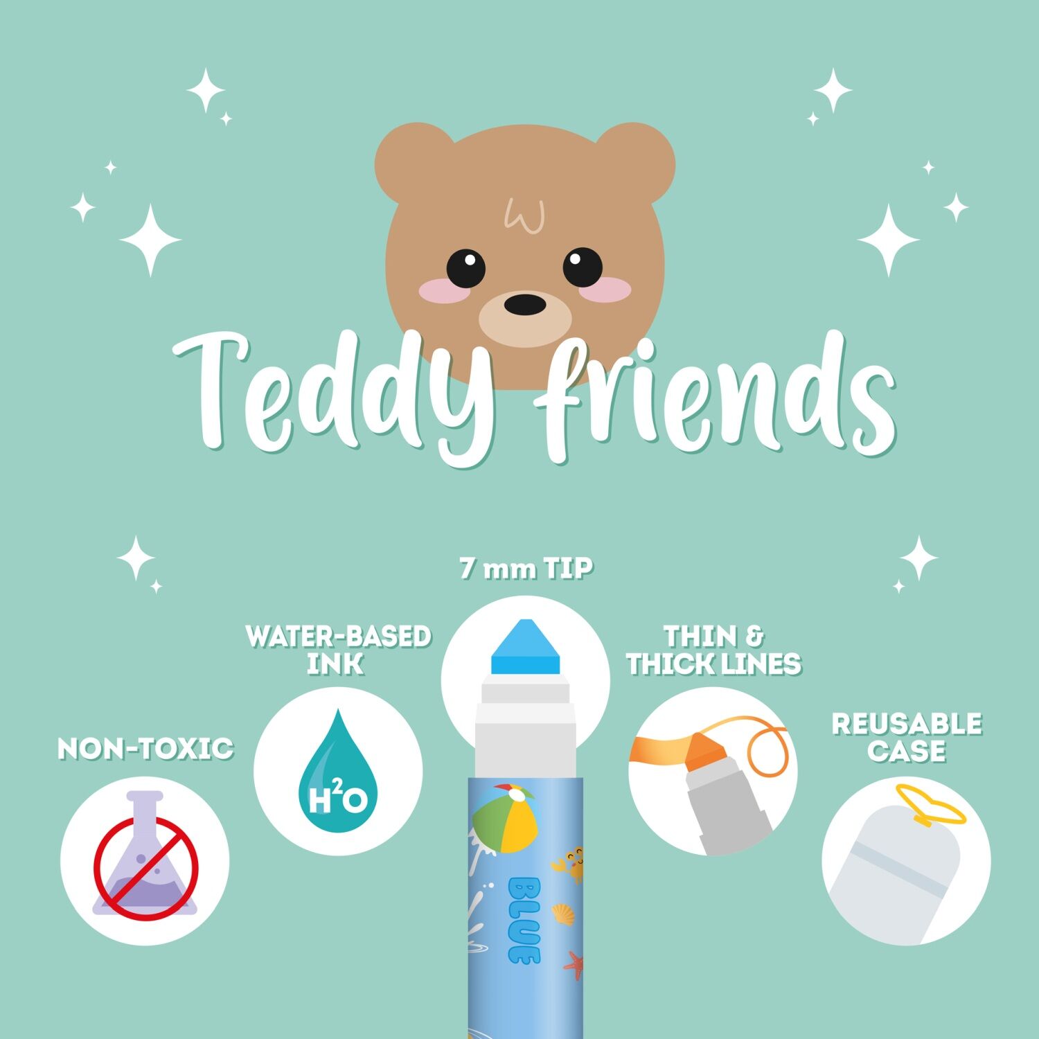 Legami Filzstifte 12er Set - TEDDY FRIENDS - TEDDY BEAR