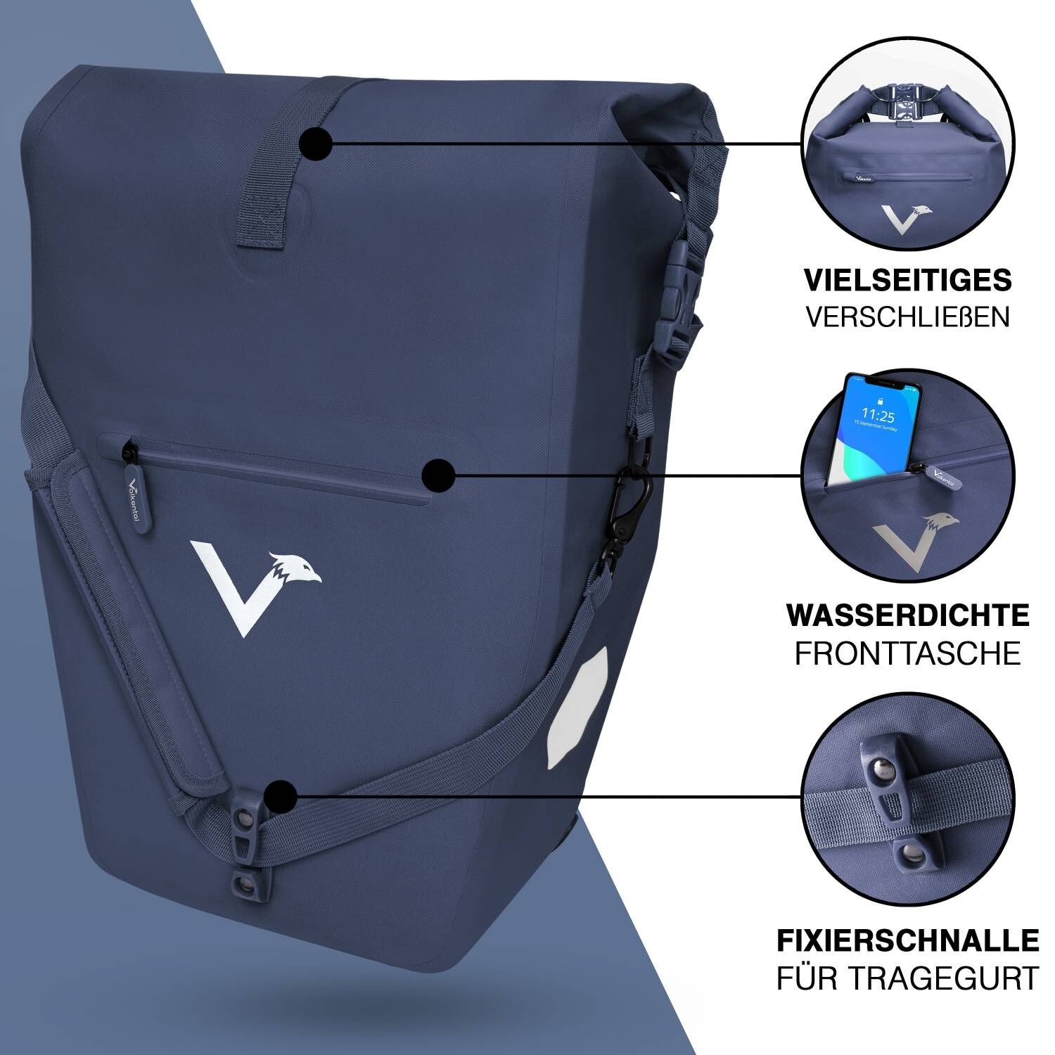 Valkental ValkOcean Fahrradtasche - Meeresblau