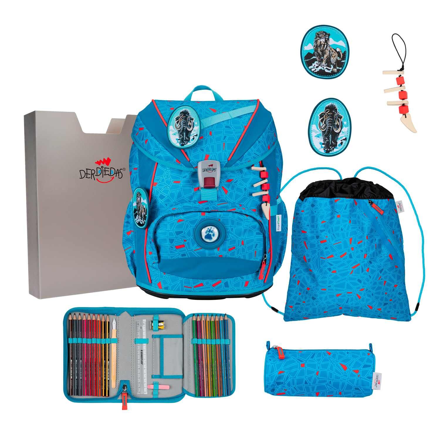 DerDieDas ErgoFlex Light Superflash Blue Ice Schulranzenset 5-teilig