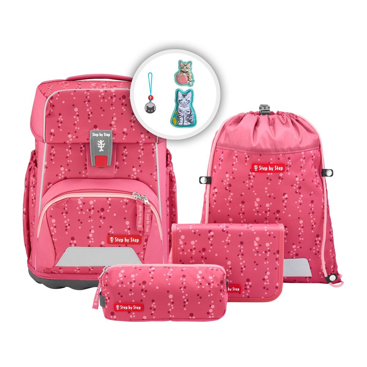 Step by Step BASIS Schulranzen-Set "Pink Bubbles", 4-teilig