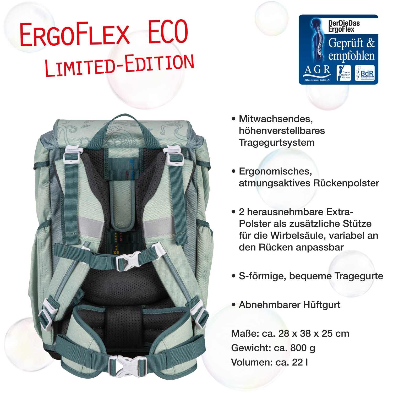 DerDieDas ErgoFlex ECO Schulranzenset 5 teilig Grey Planet