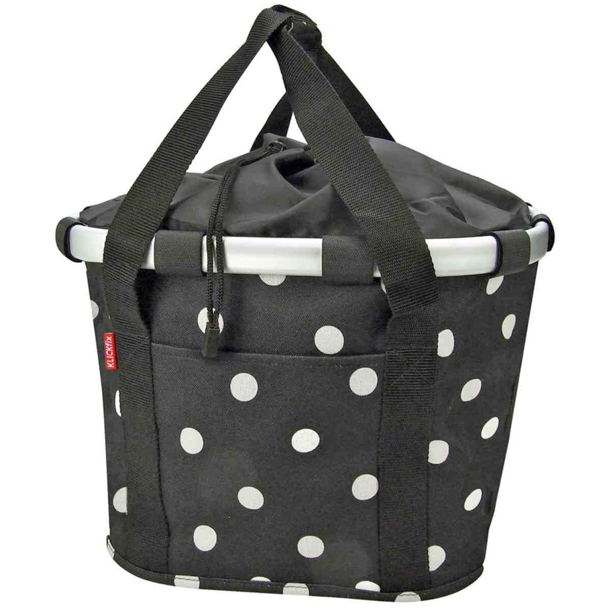 KLICKfix Fahrradkorb BIKEBASKET black dots