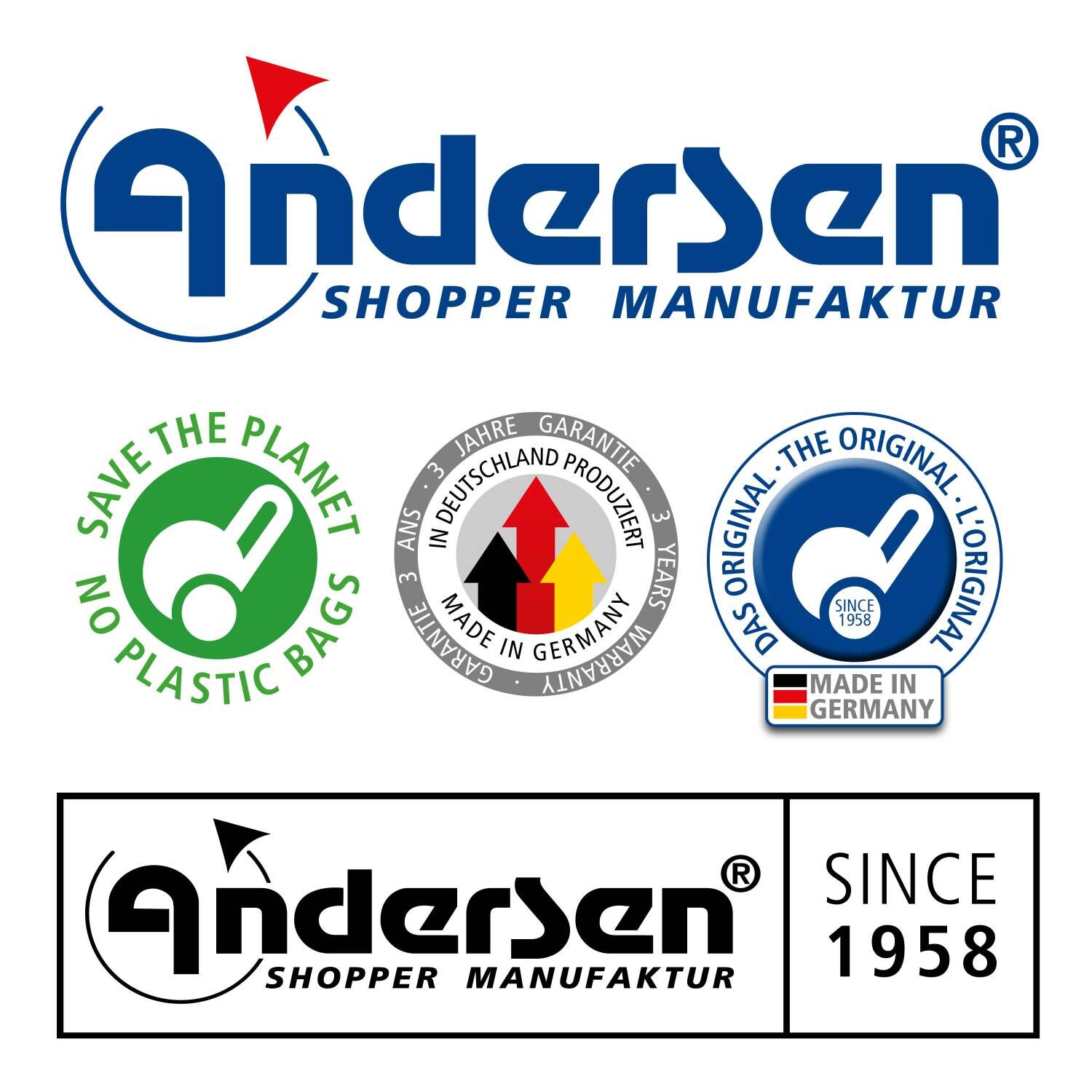 Andersen Einkaufstrollery Alu Star Shopper Flüsterrad 20cm silber