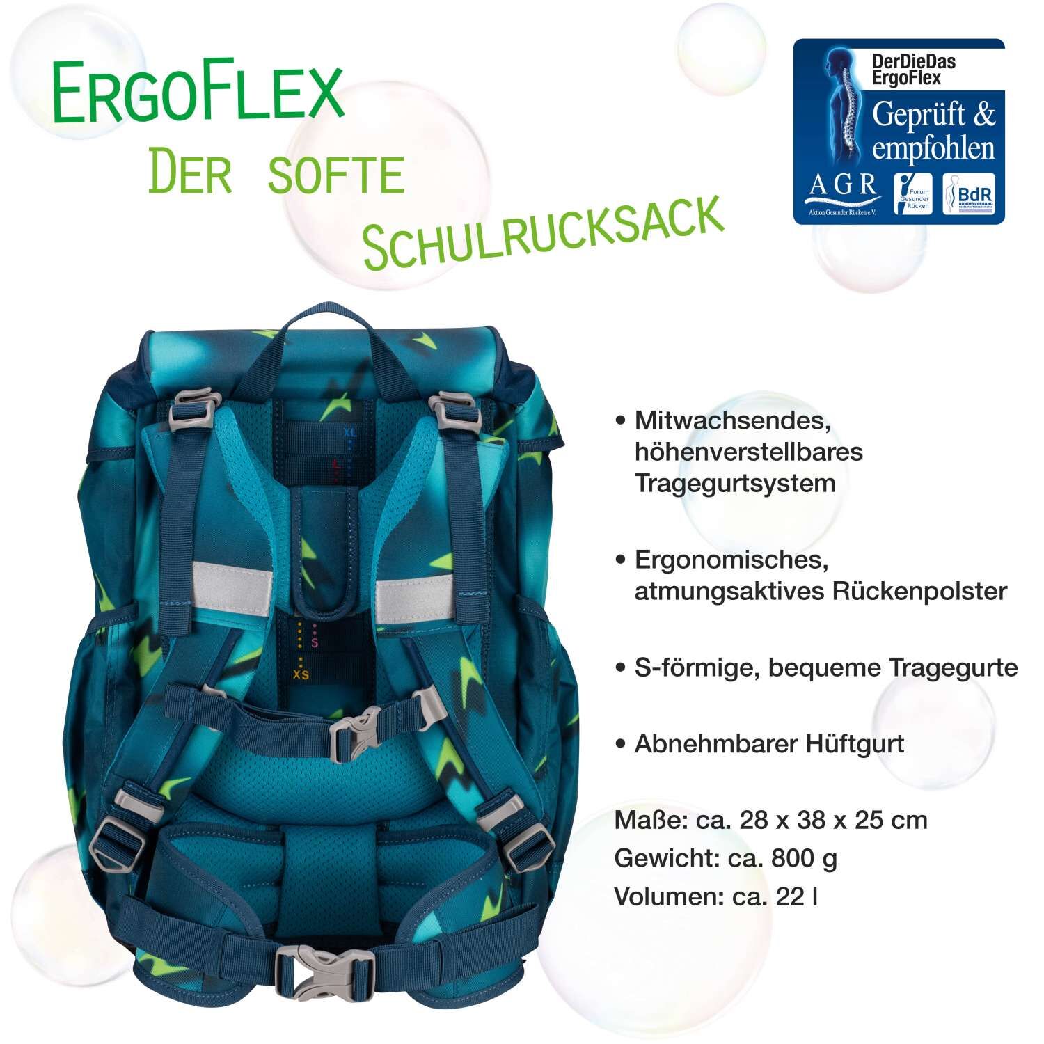 DerDieDas ErgoFlex Schulranzenset 5 teilig Magic Light