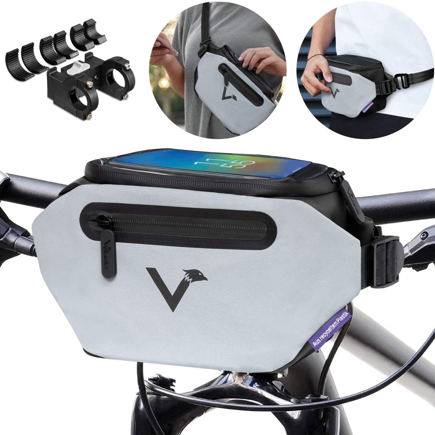 Valkental 3in1 City Bag Fahrradtasche - Schwarz