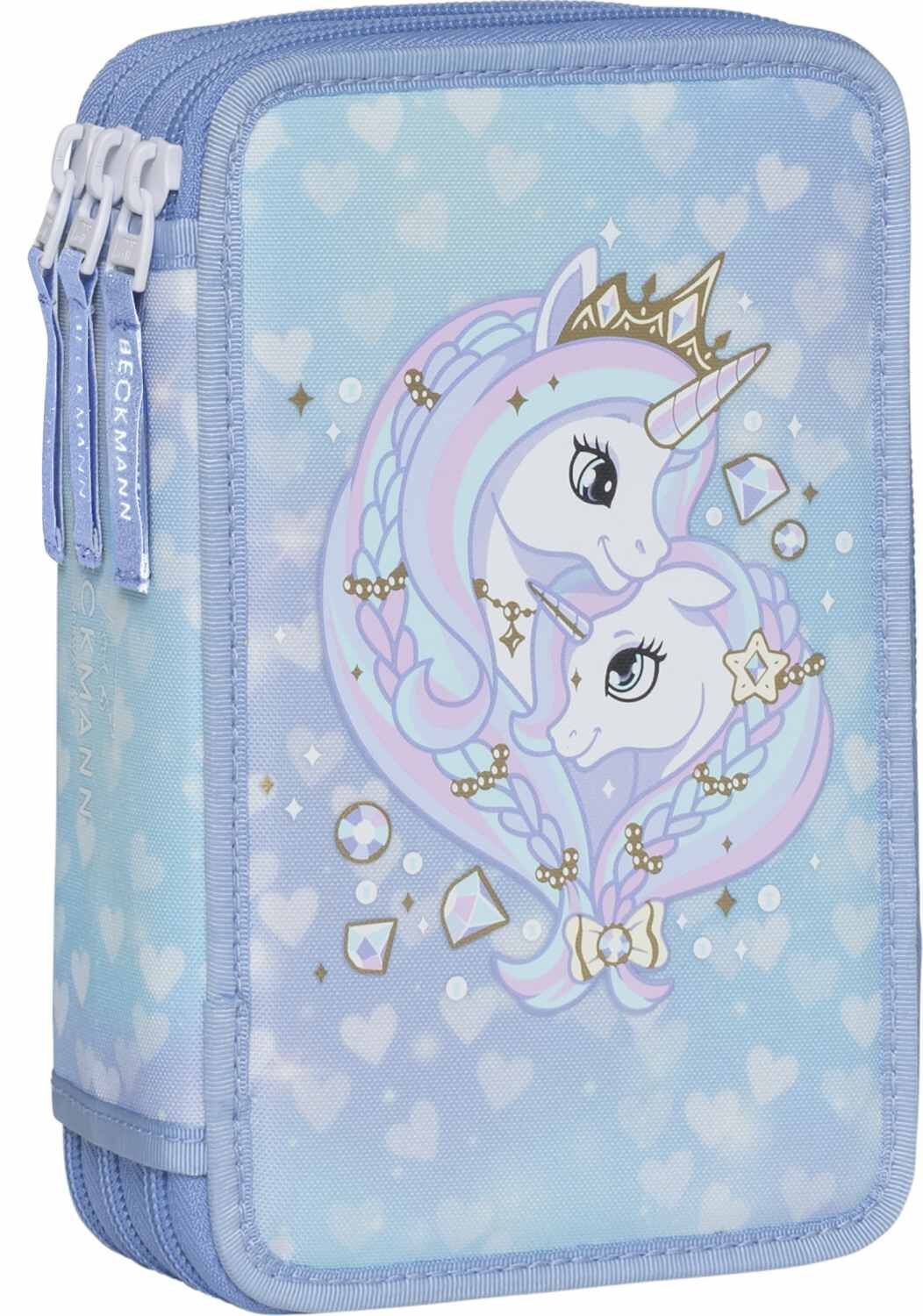 Beckmann 3-Fächrige Federmappe Unicorn Princess Ice Blue