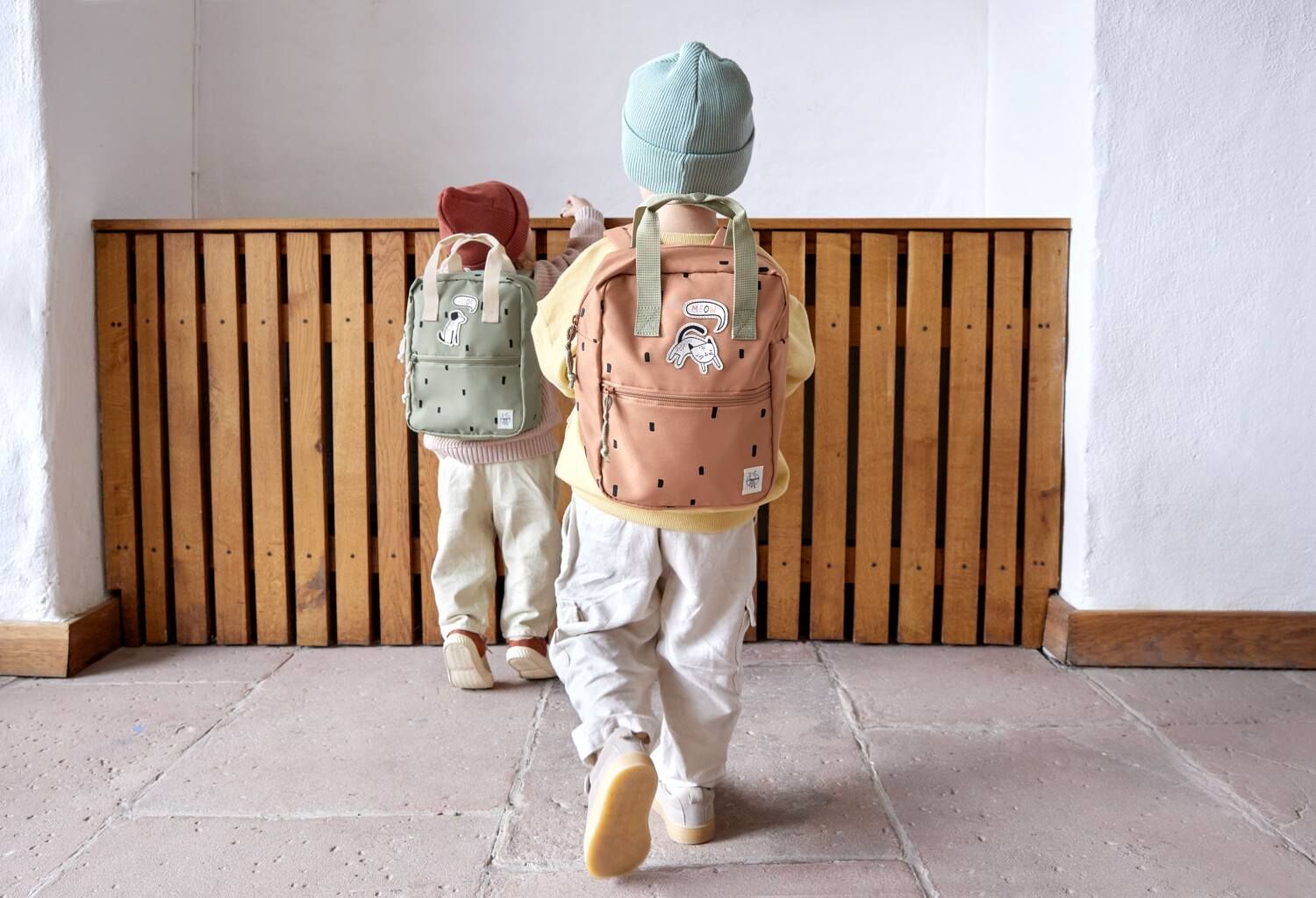 Lässig Kindergartenrucksack - Mini Square Happy Prints caramel