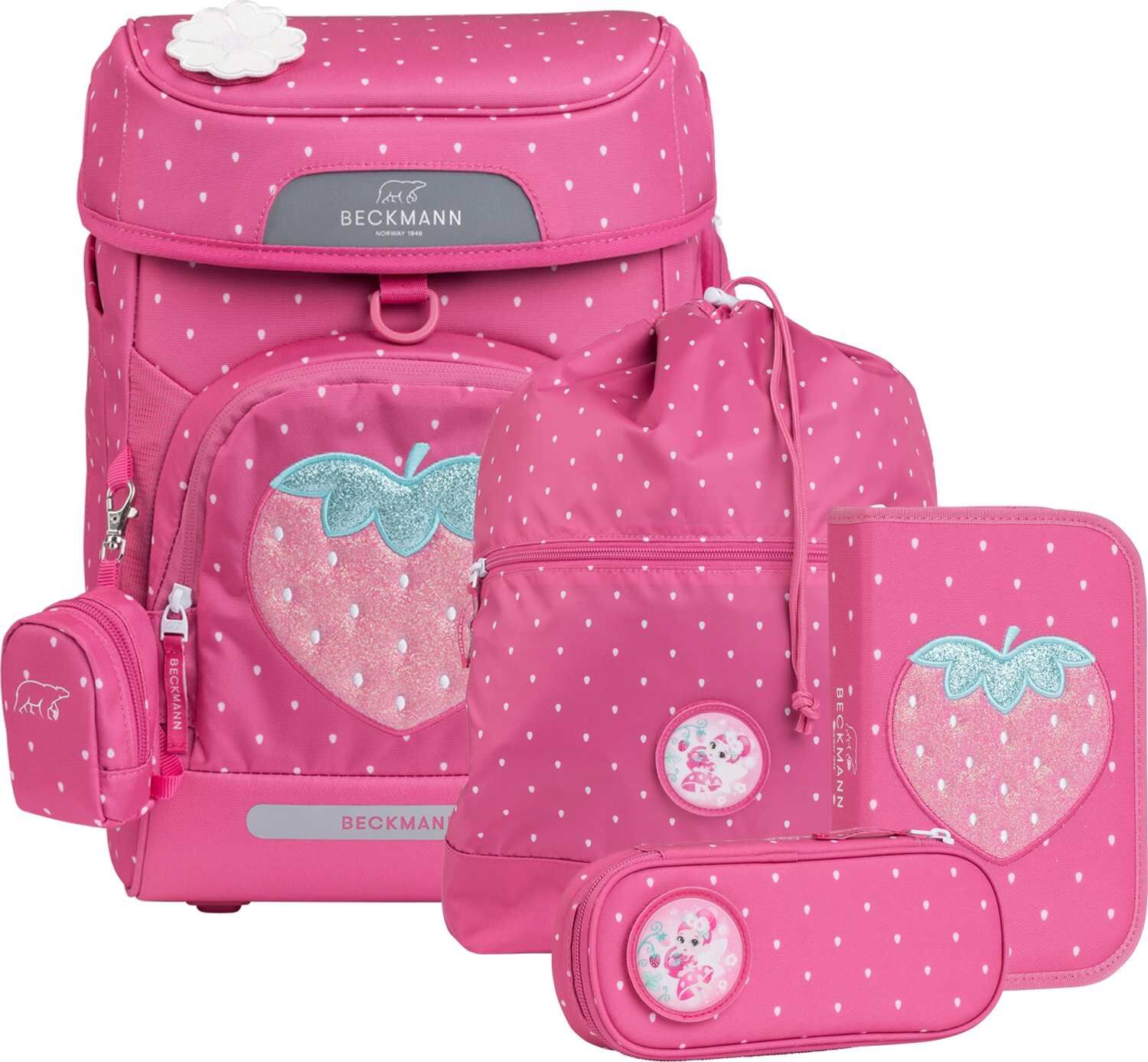 Beckmann Schulranzenset Plus Air 6-teiliges Set Strawberry