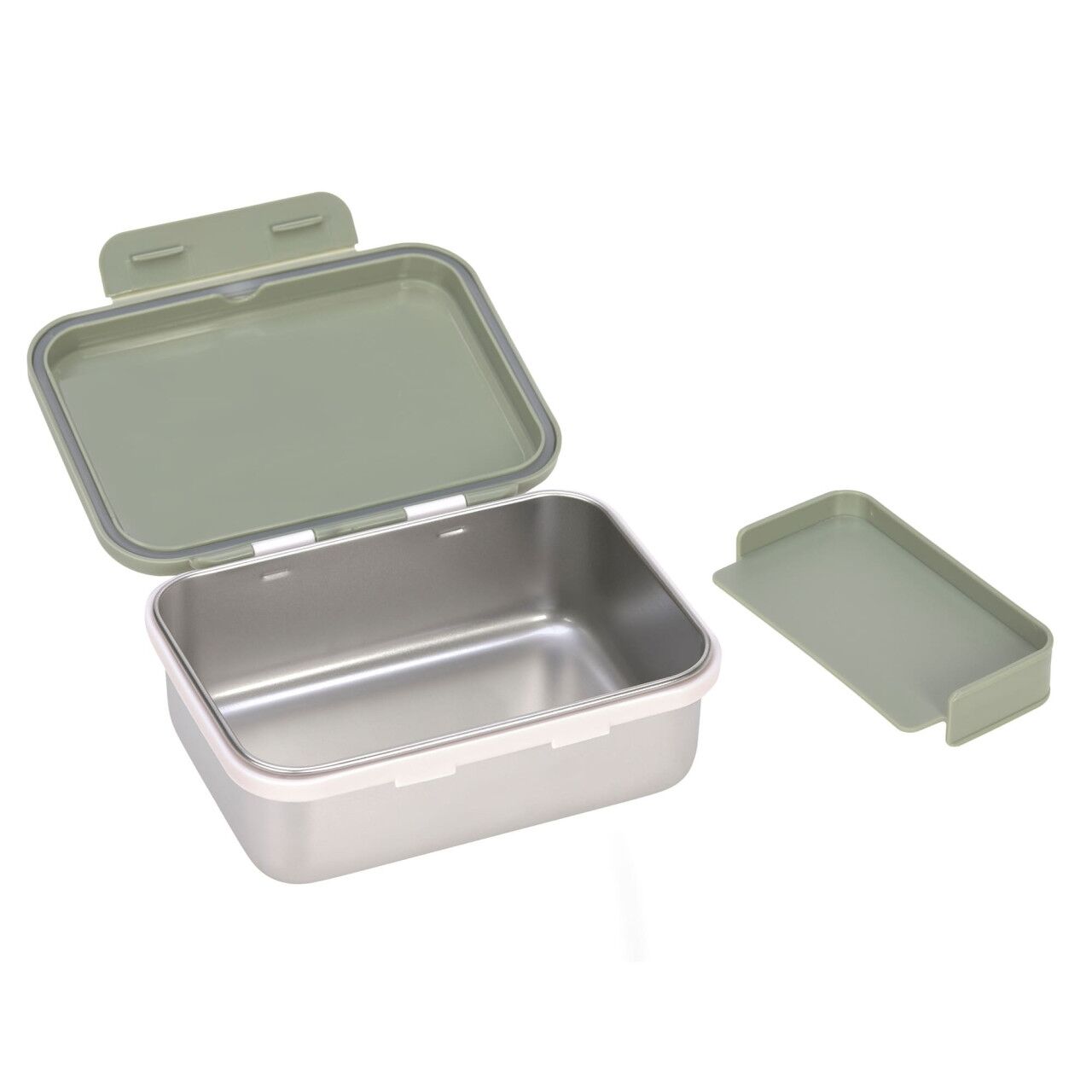 Lässig Brotdose Kinder - Edelstahl Lunchbox, Happy Prints light olive