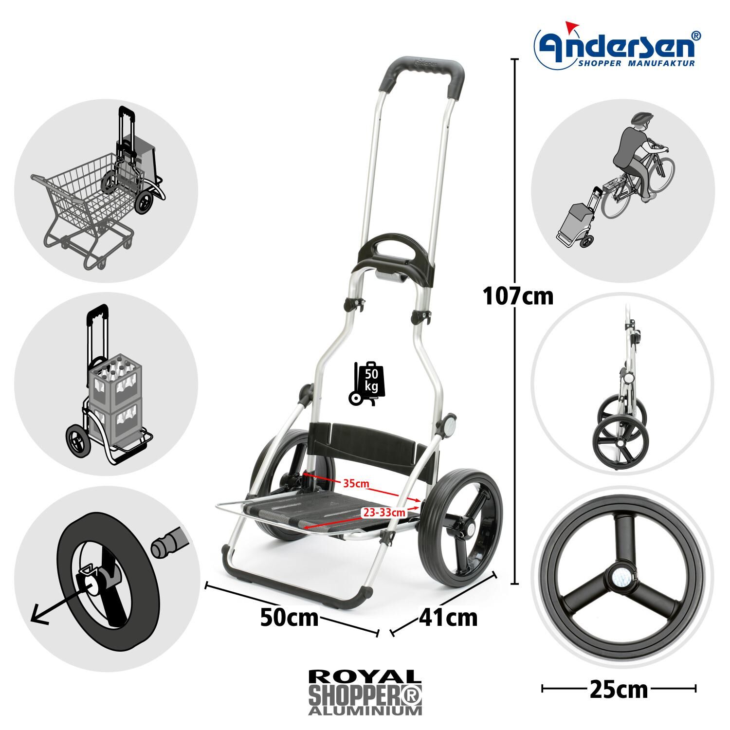 Andersen Einkaufstrolley Royal Shopper mit 3-Speichen-Rad