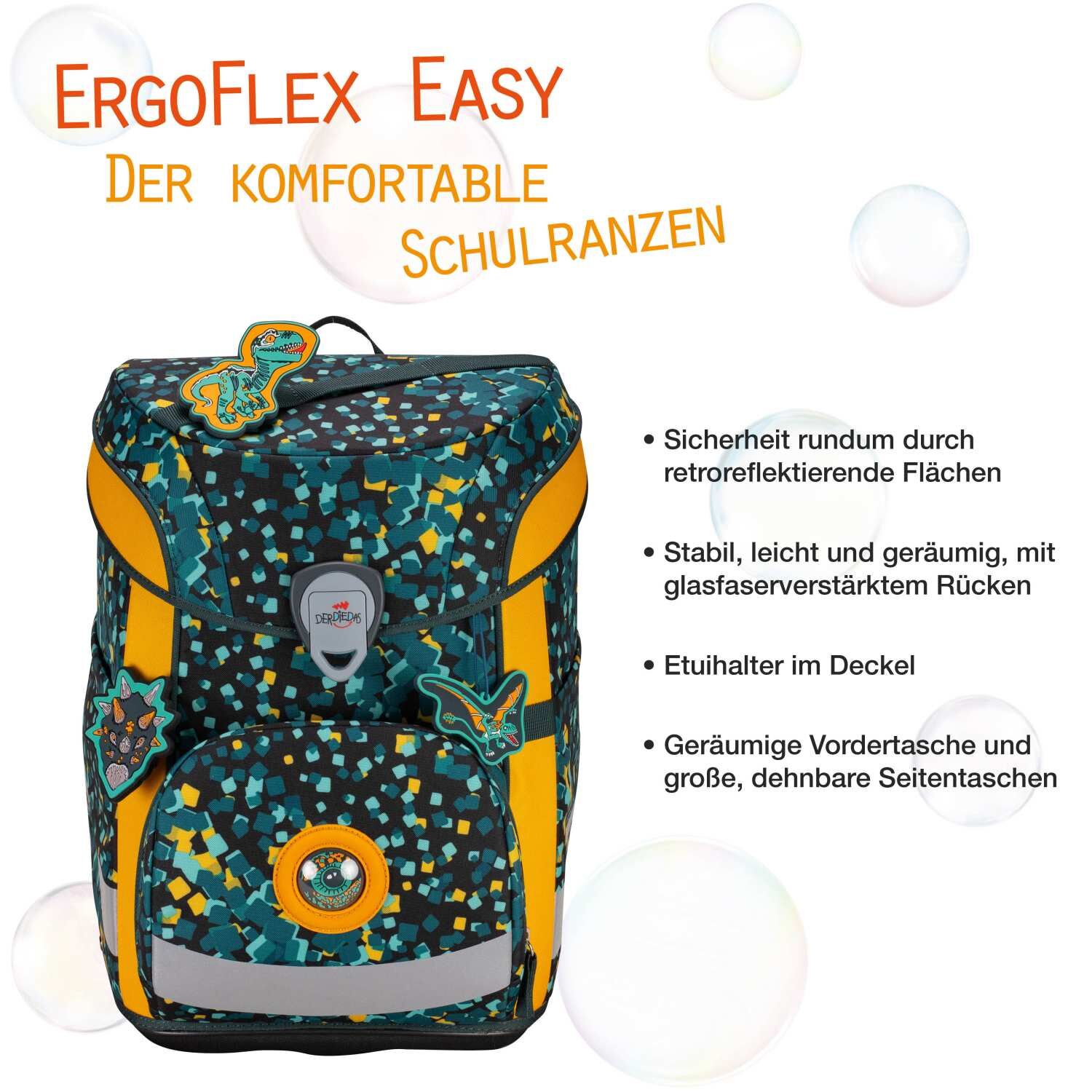 DerDieDas ErgoFlex Easy Schulranzenset 5 teilig Dino Time