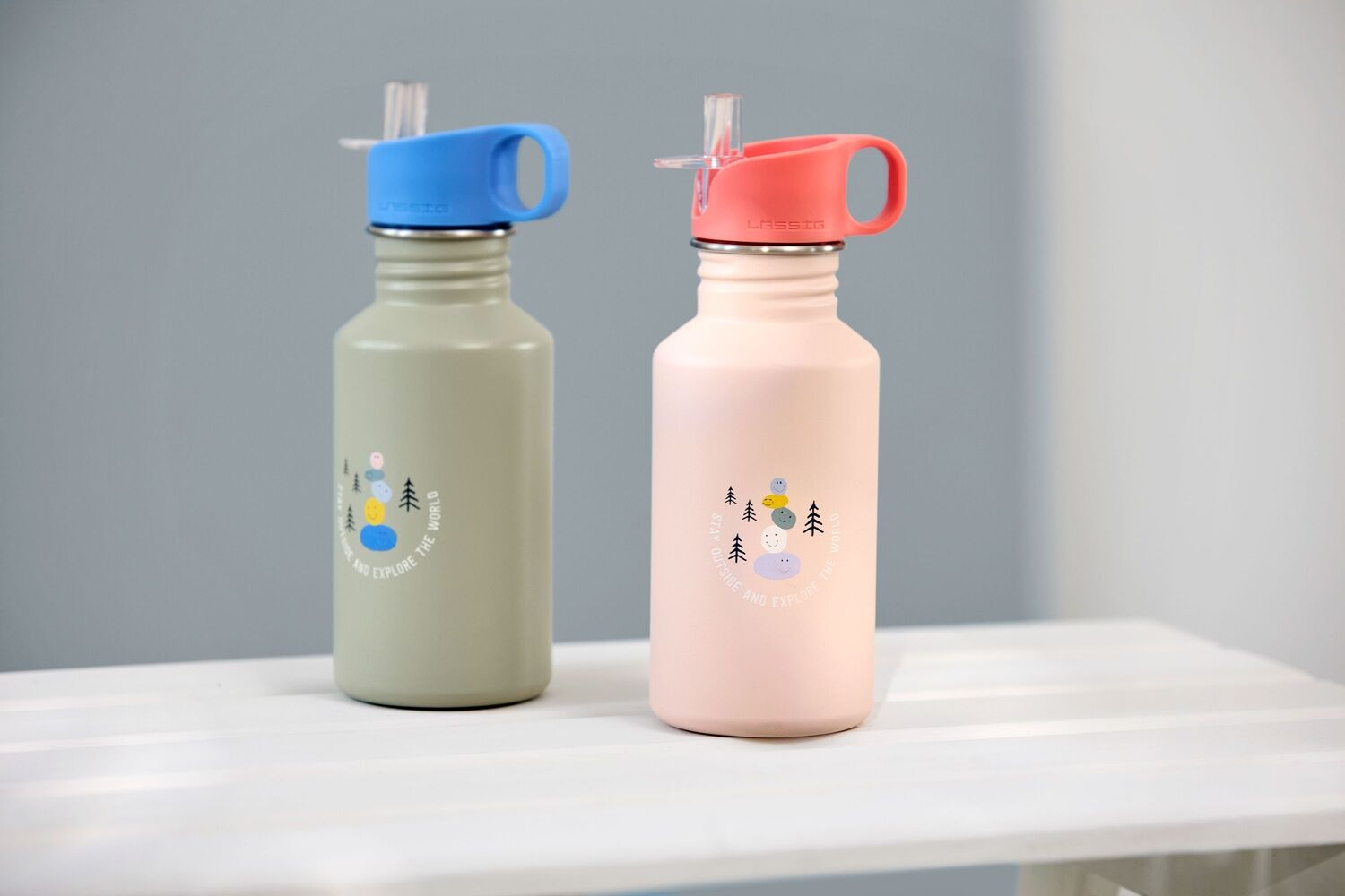 Lässig Trinkflasche Kinder - Edelstahl 500 ml, Sunny Explorer, Grün