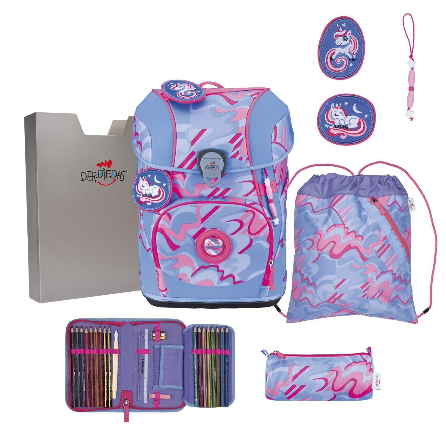 DerDieDas ErgoFlex Tiny Superflash Magic Unicorn Schulranzenset 5-teilig